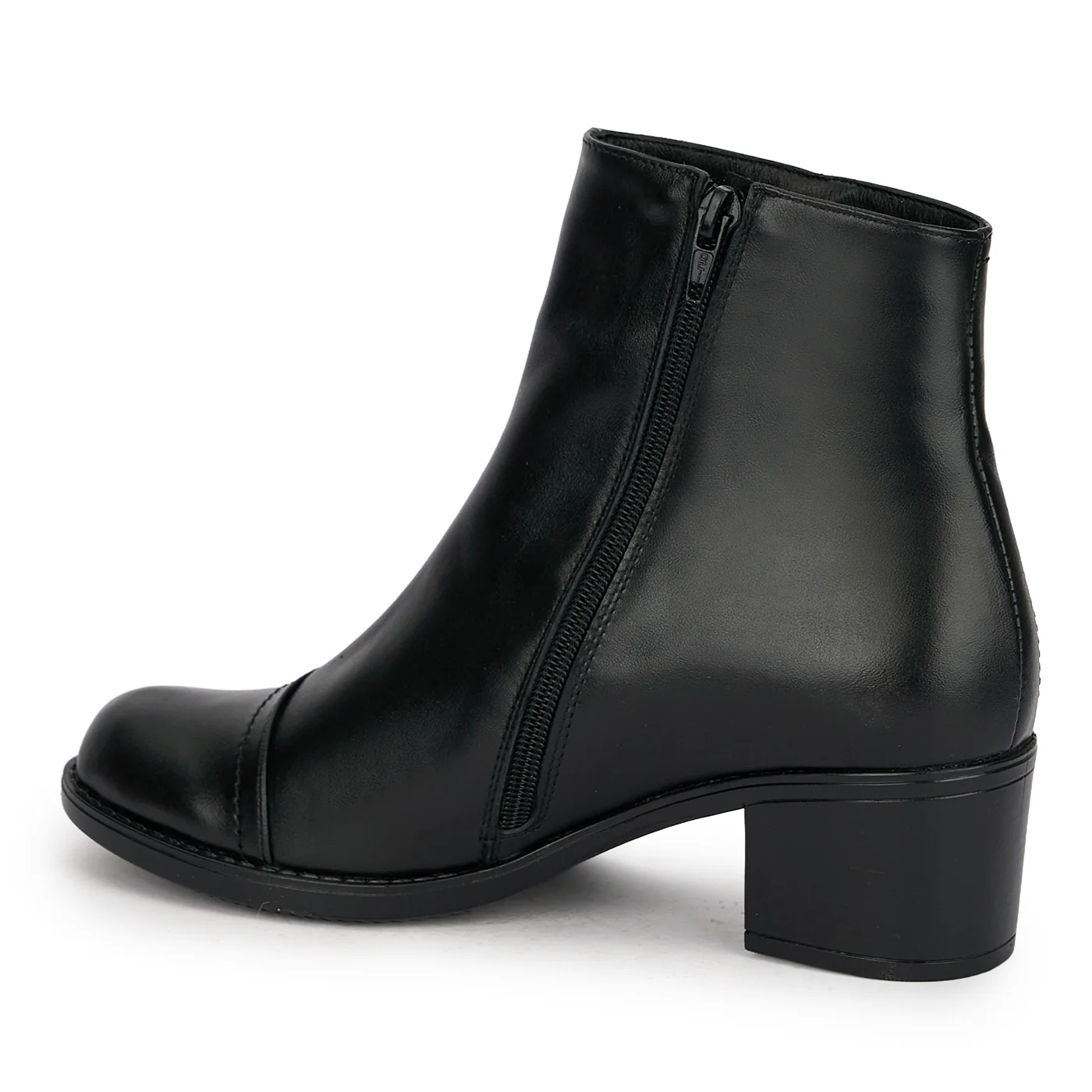 Botine dama din piele naturala neagra cu toc gros 5 cm 18940 - Image 2