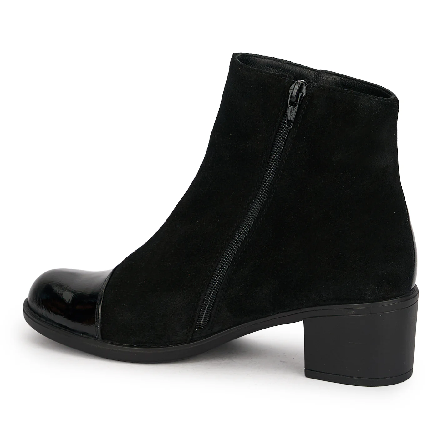 Botine dama din piele naturala neagra cu toc gros 5 cm 18941 - Image 2