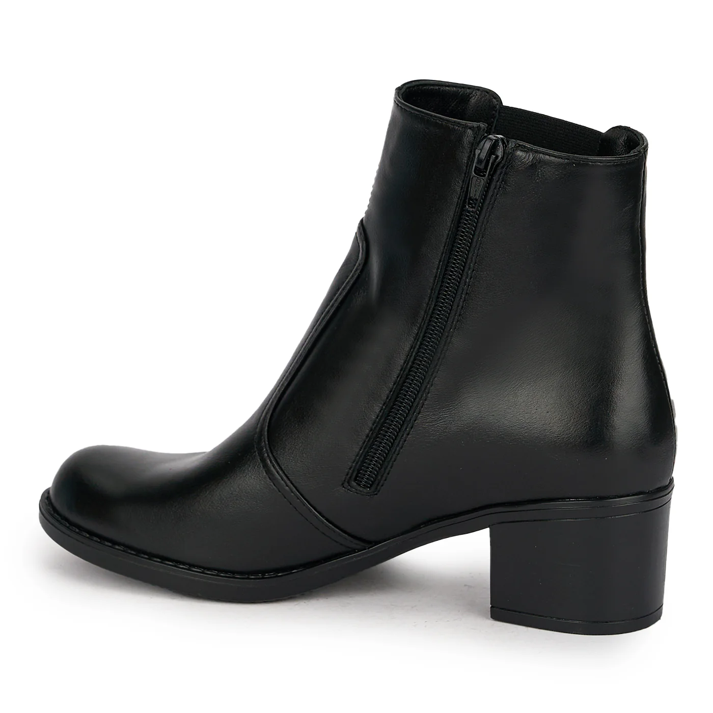 Botine dama din piele naturala neagra cu toc gros 5 cm 18946 - Image 2