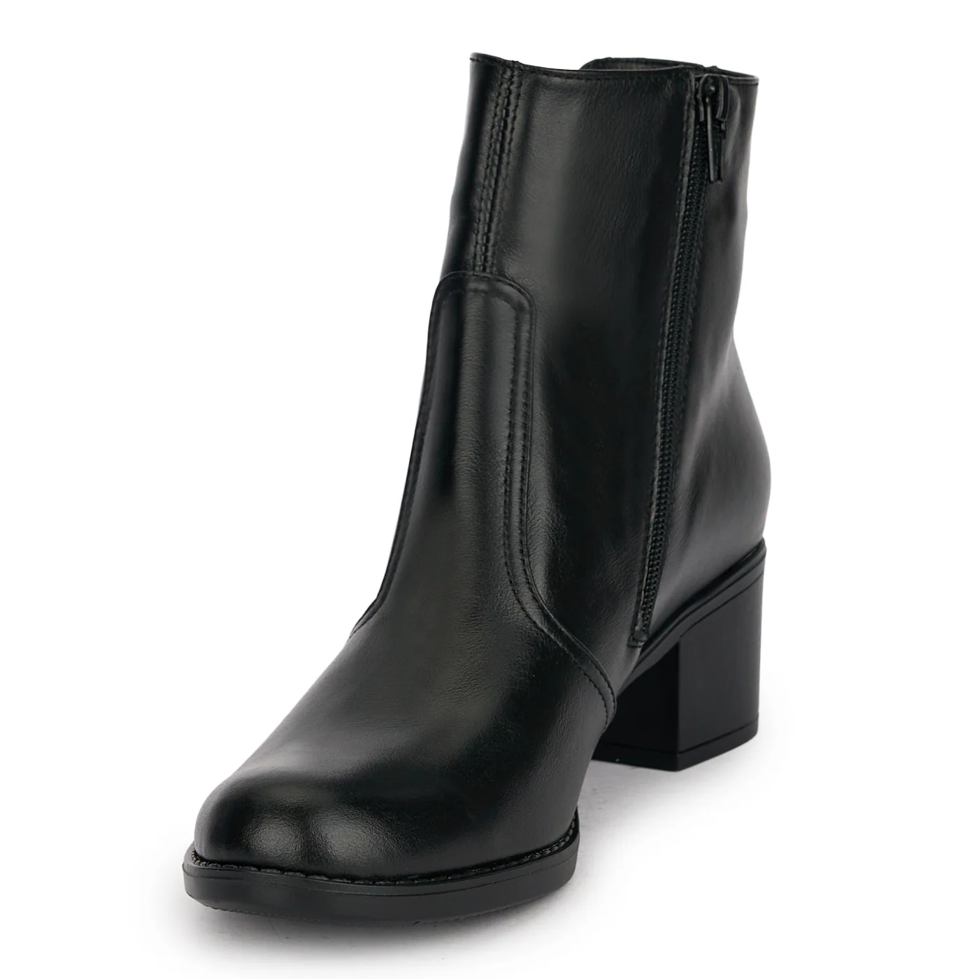 Botine dama din piele naturala neagra cu toc gros 5 cm 18946 - Image 3
