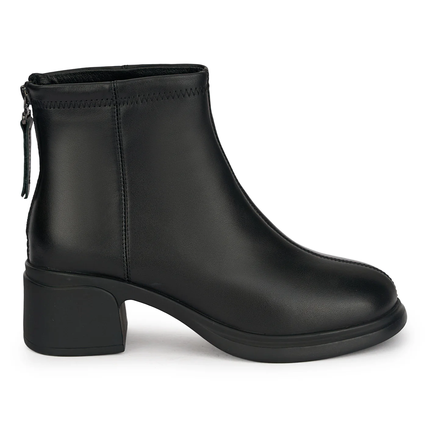 Botine dama din piele naturala neagra cu toc gros 5 cm 18965