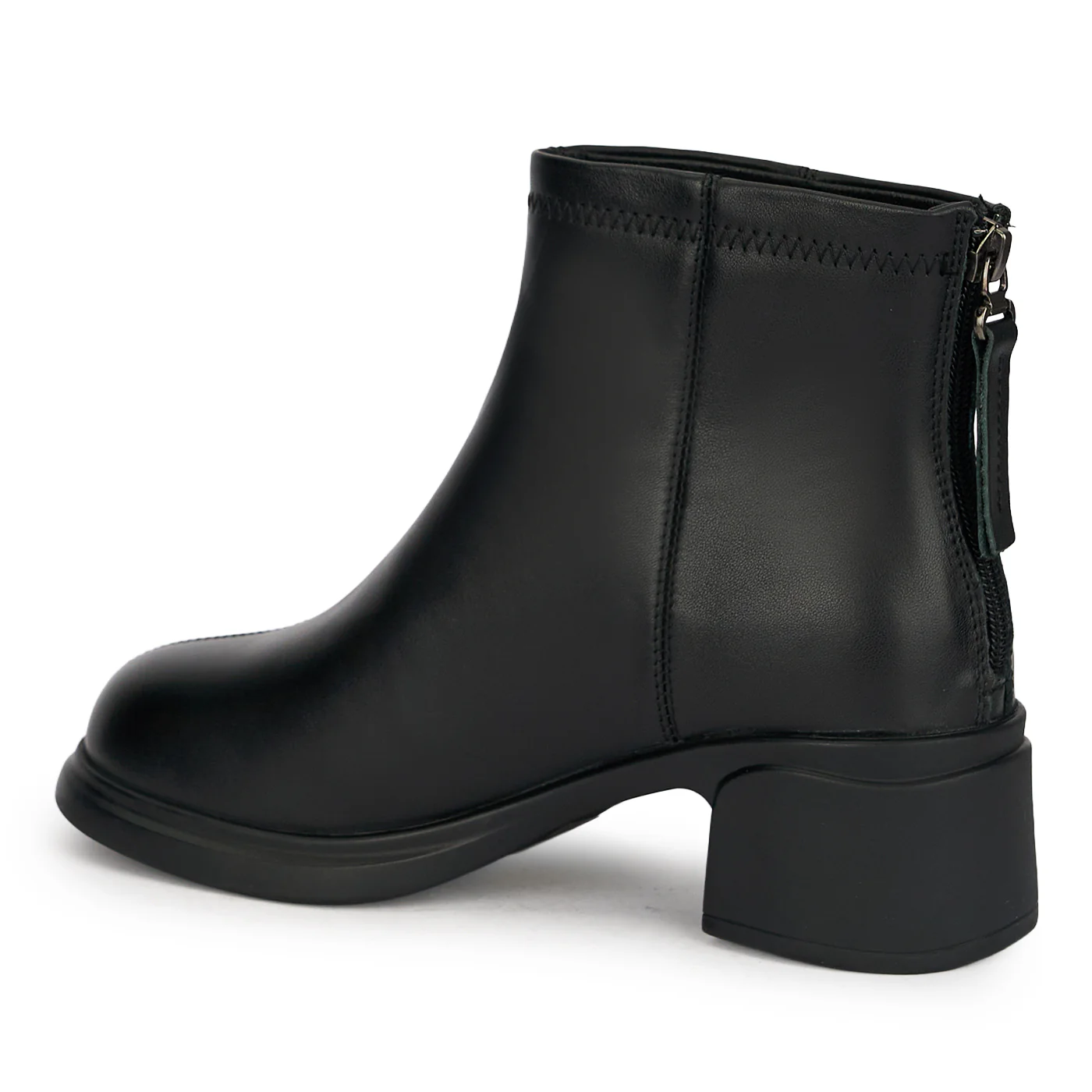 Botine dama din piele naturala neagra cu toc gros 5 cm 18965 - Image 2