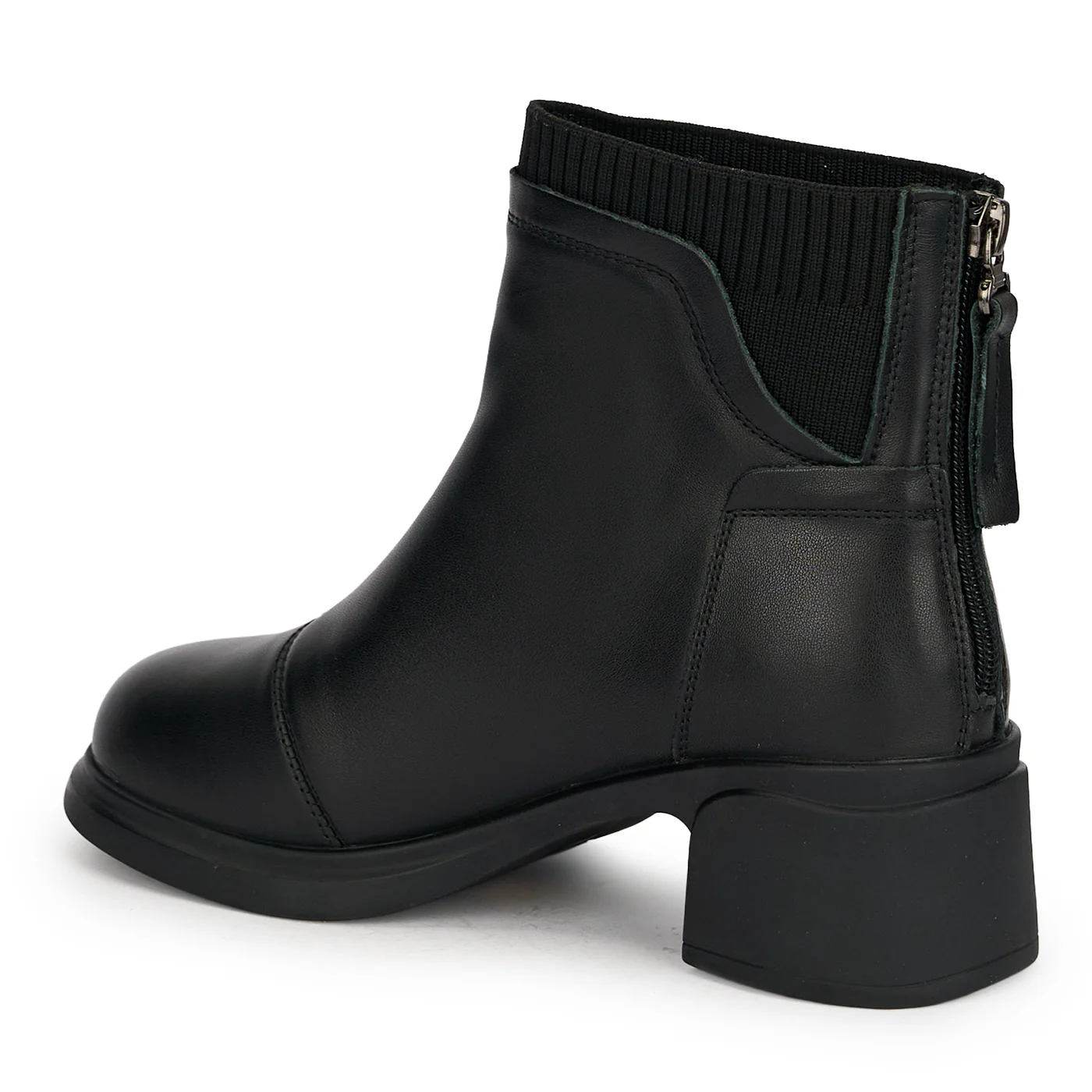 Botine dama din piele naturala neagra cu toc gros 5 cm 18966 - Image 2