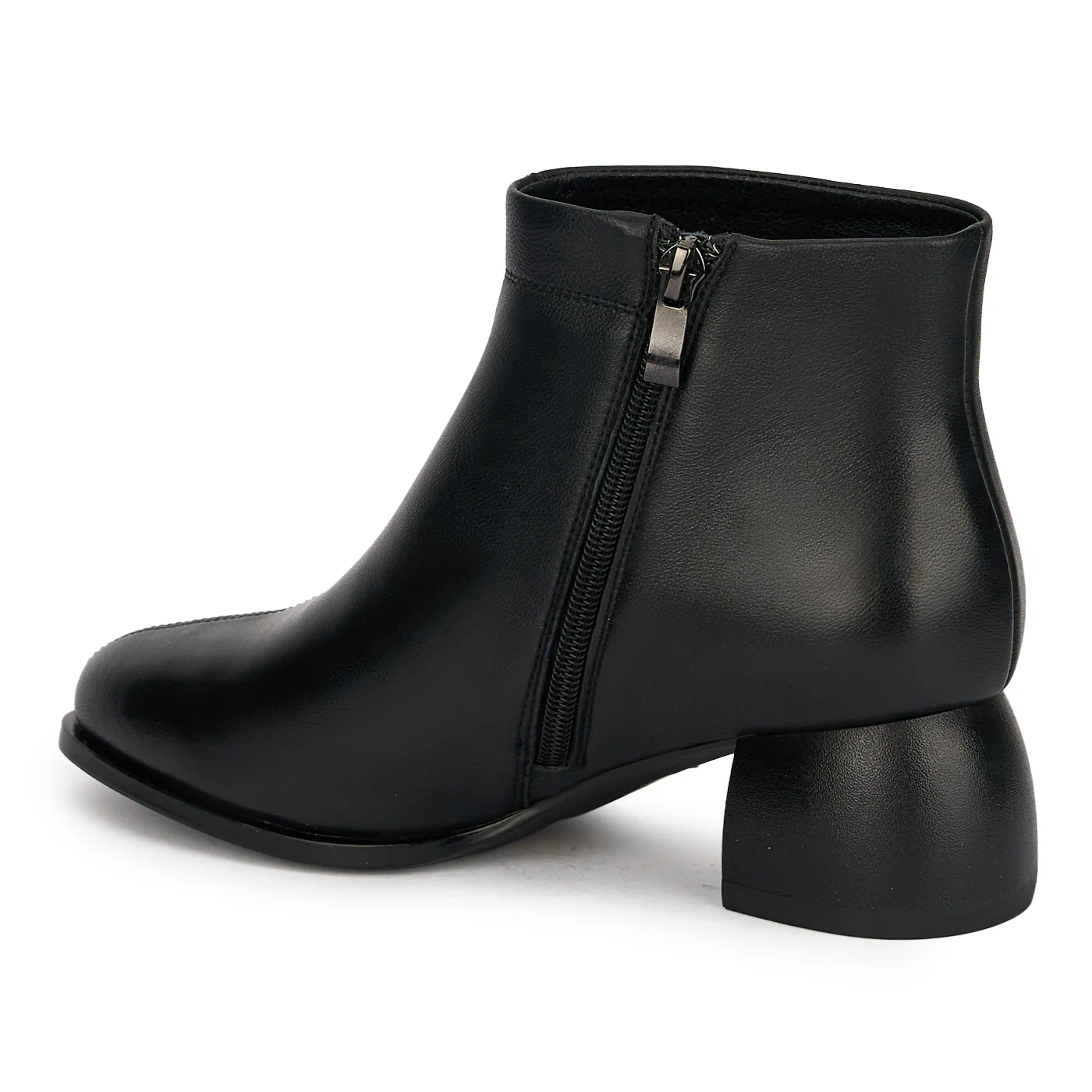 Botine dama din piele naturala neagra cu toc gros 5 cm 18969 - Image 2