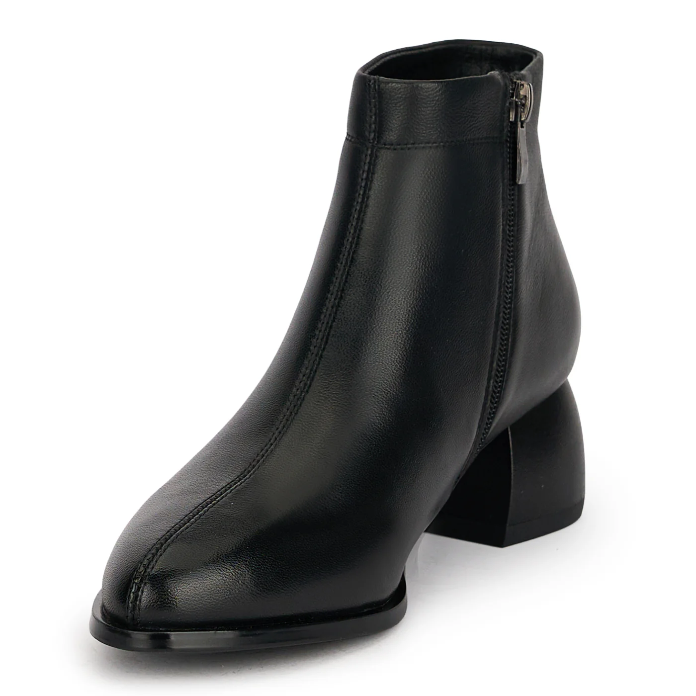 Botine dama din piele naturala neagra cu toc gros 5 cm 18969 - Image 3