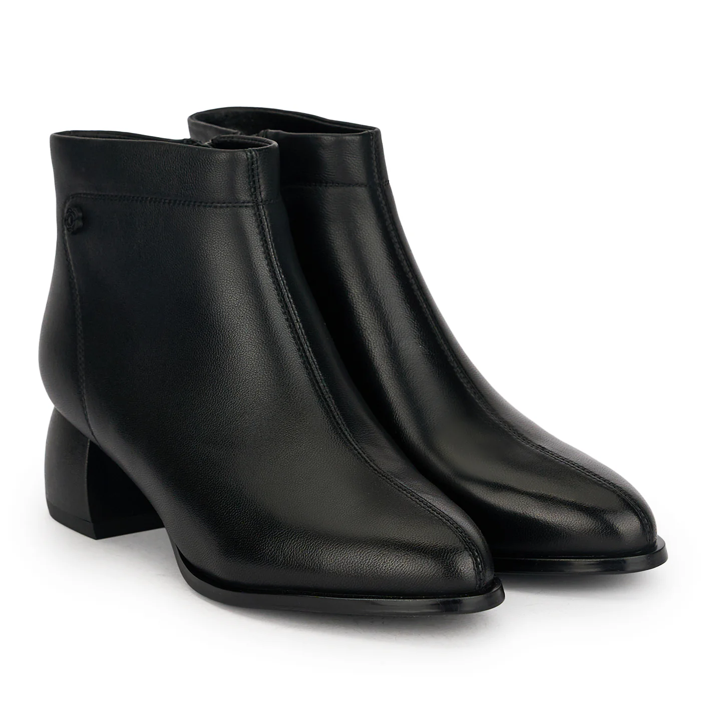 Botine dama din piele naturala neagra cu toc gros 5 cm 18969 - Image 4