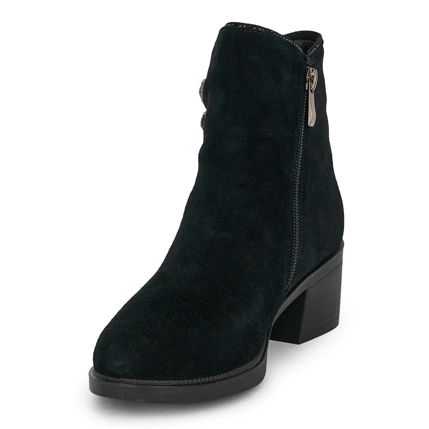 Botine dama din piele naturala neagra cu toc gros 5 cm 19053 - Image 3