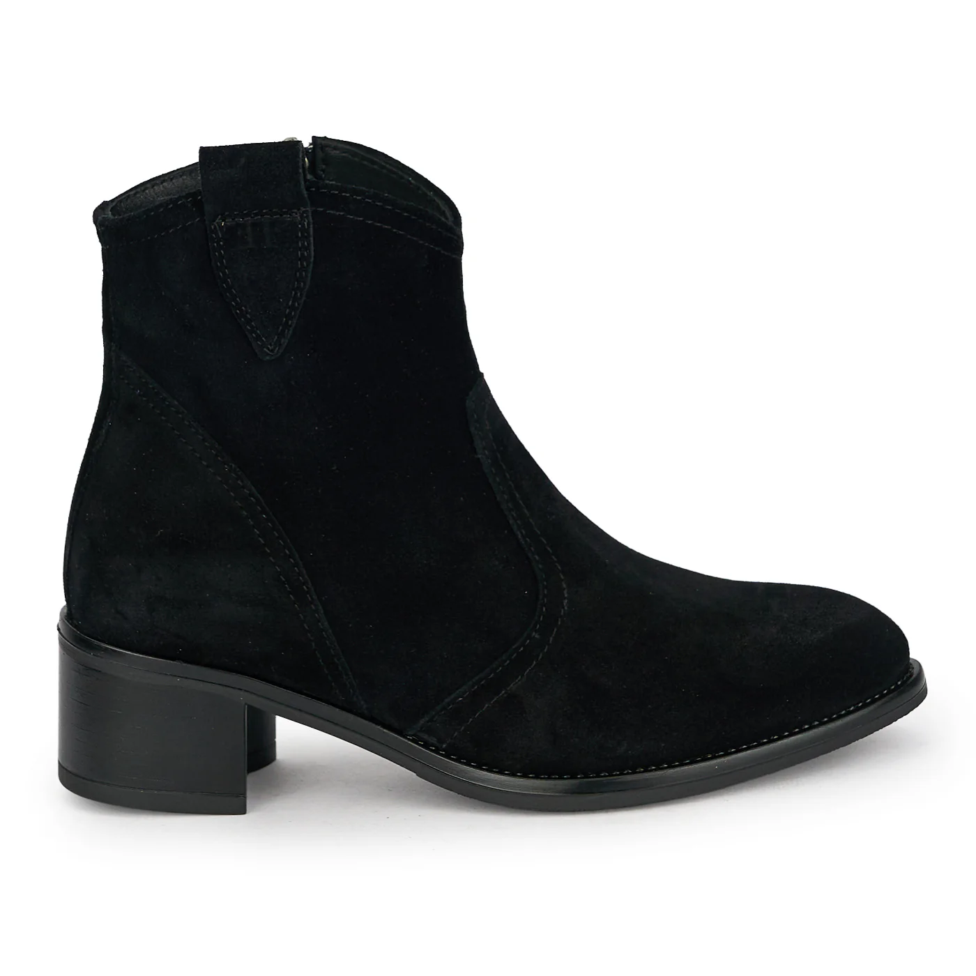 Botine dama din piele naturala neagra cu toc gros 5 cm 19068