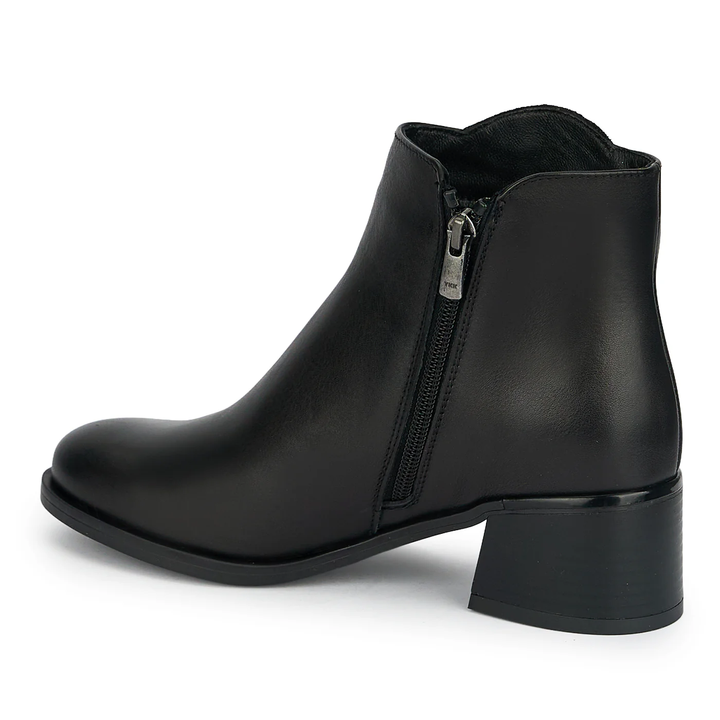 Botine dama din piele naturala neagra cu toc gros 5 cm 19213 - Image 2