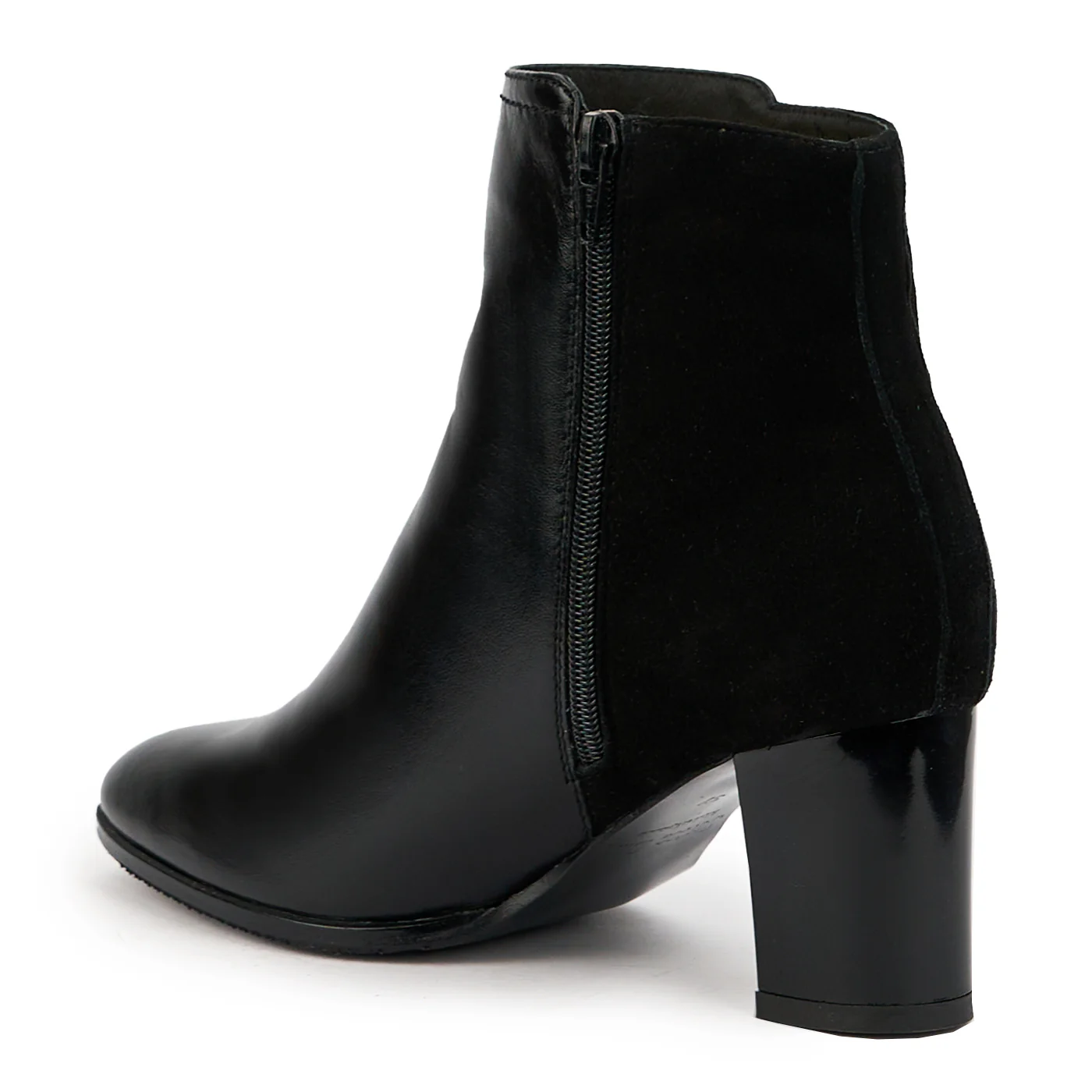 Botine dama din piele naturala neagra cu toc gros 6.5 cm 14750 - Image 2