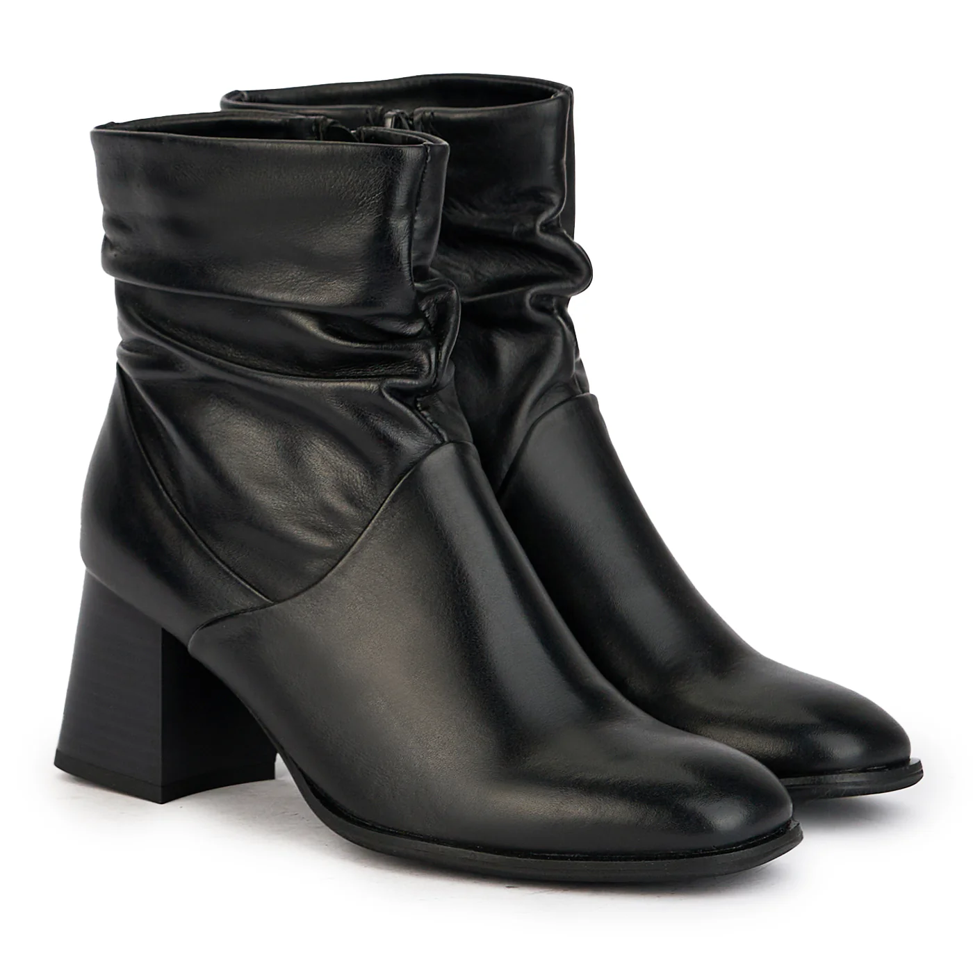 Botine dama din piele naturala neagra cu toc gros 6.5 cm 17240 - Image 4