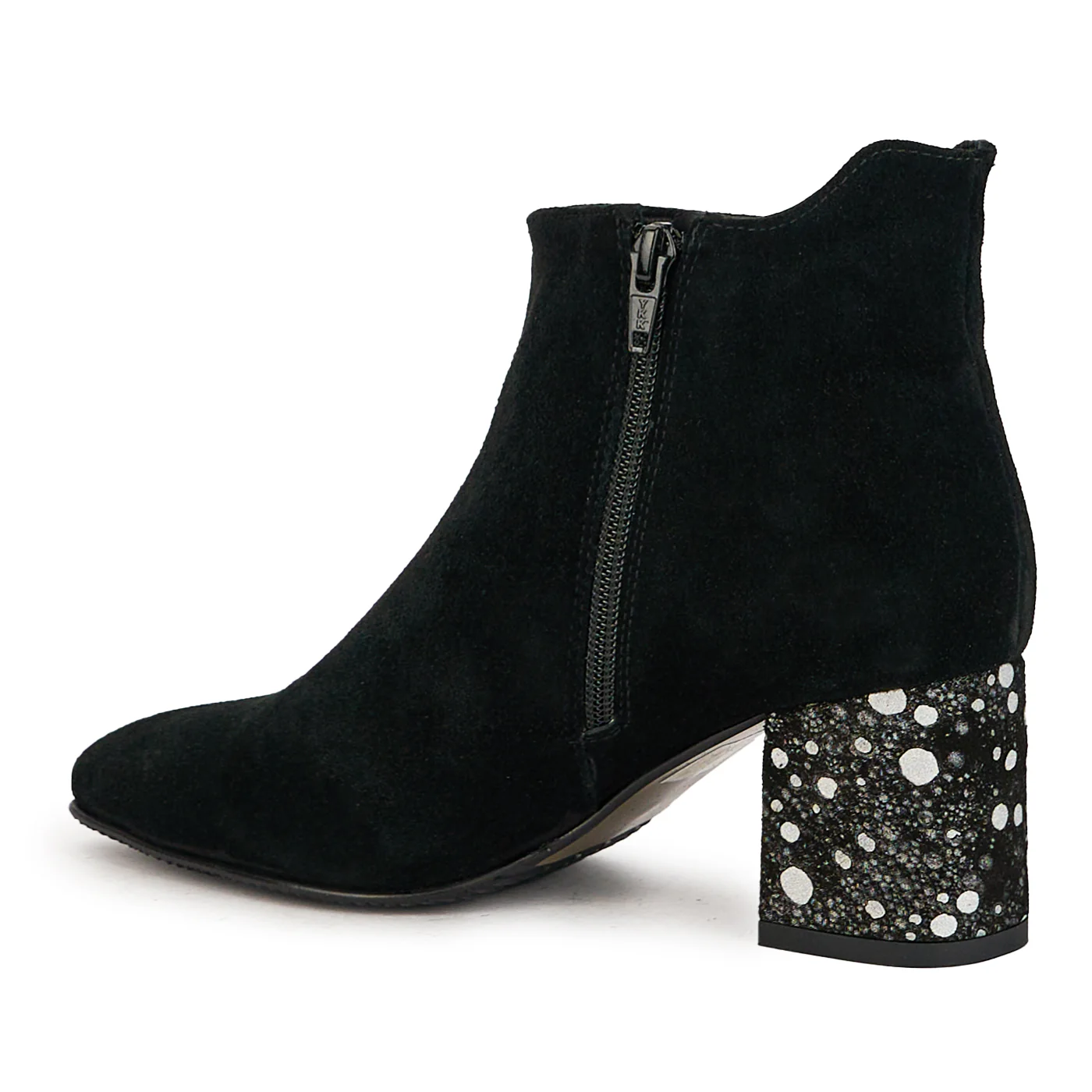 Botine dama din piele naturala neagra cu toc gros 6.5 cm 17334 - Image 2