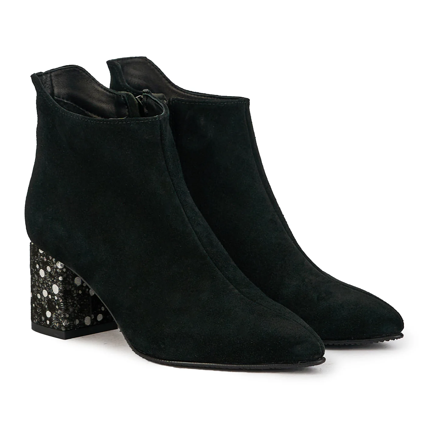 Botine dama din piele naturala neagra cu toc gros 6.5 cm 17334 - Image 4