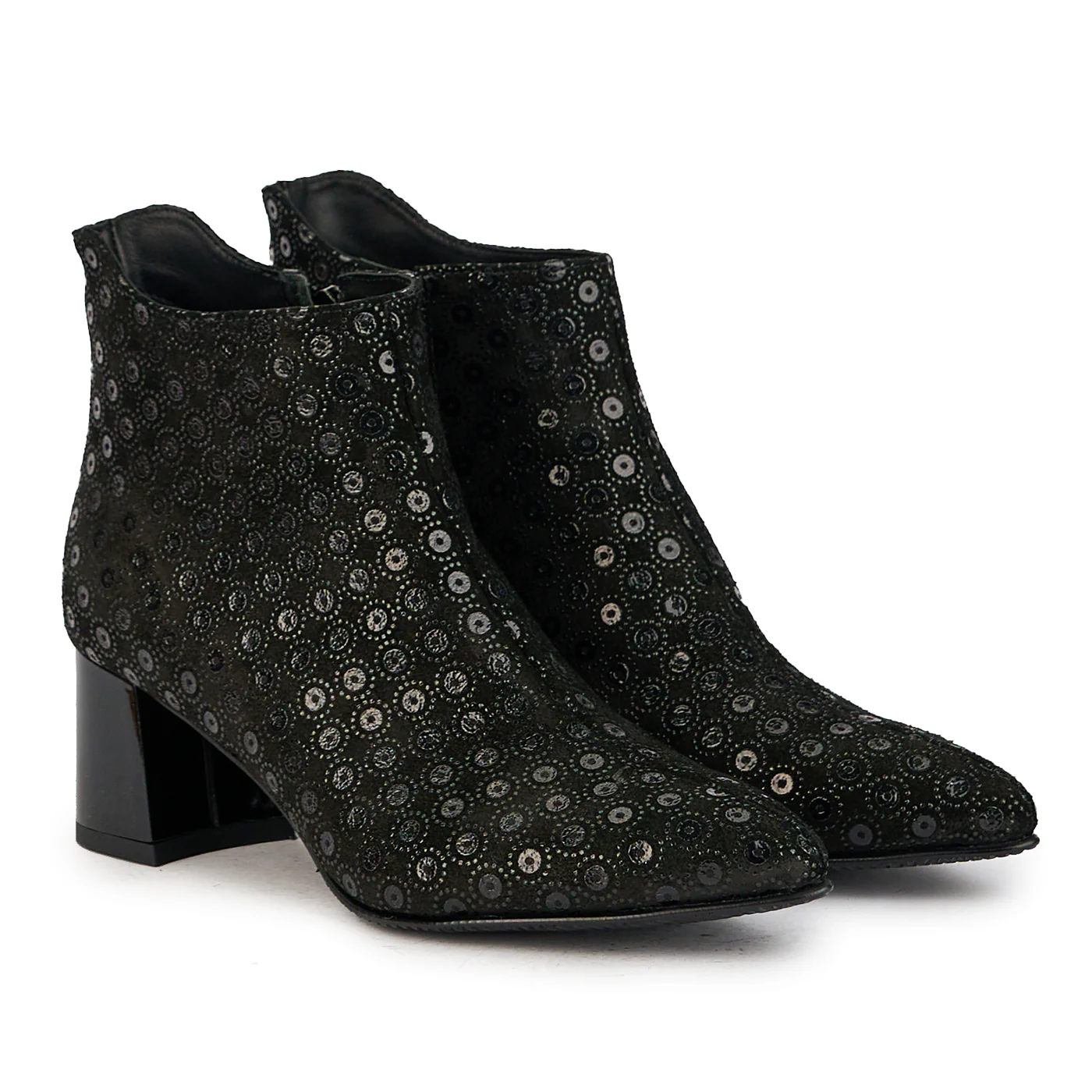 Botine dama din piele naturala neagra cu toc gros 6.5 cm 17335 - Image 4