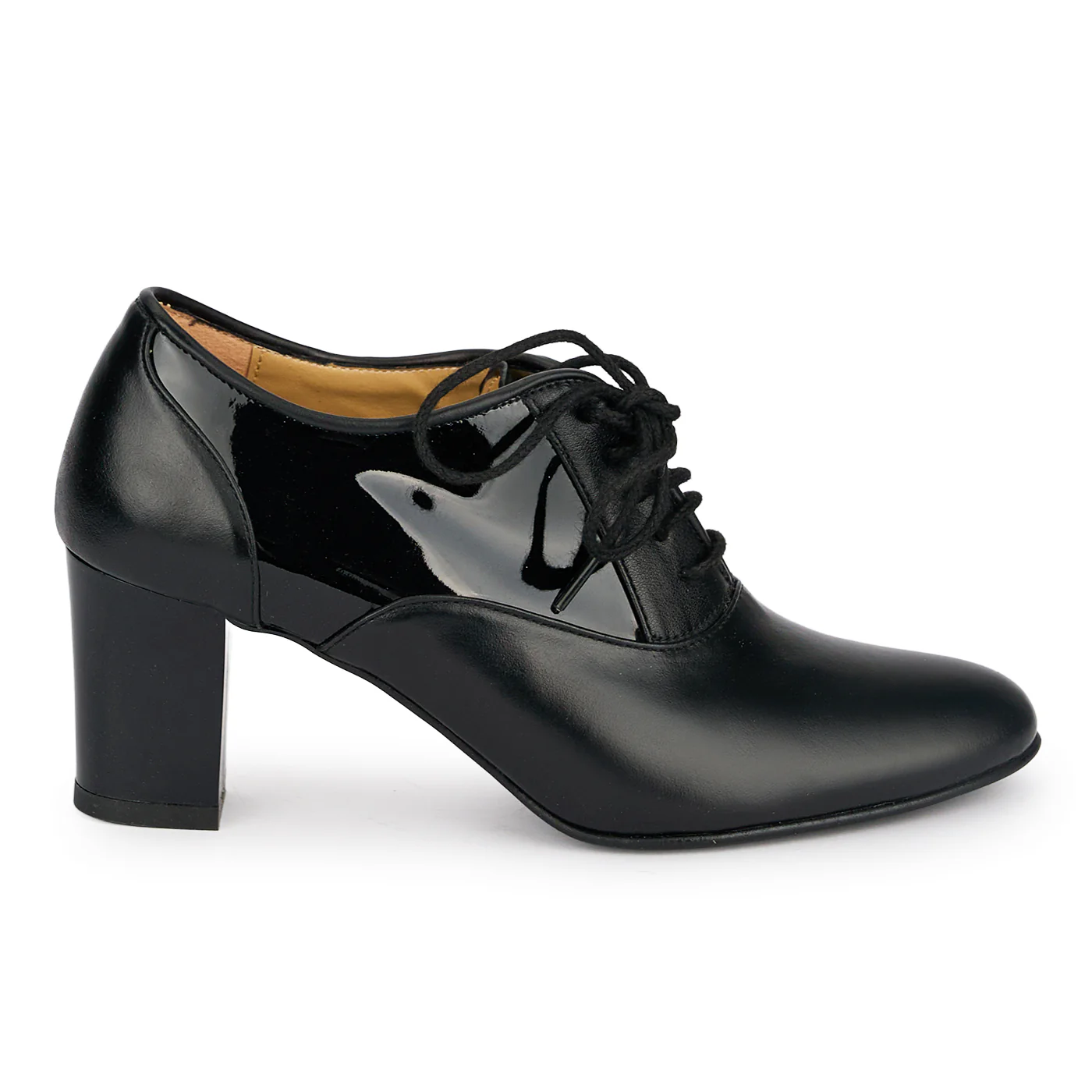 Botine dama din piele naturala neagra cu toc gros 6.5 cm 18903
