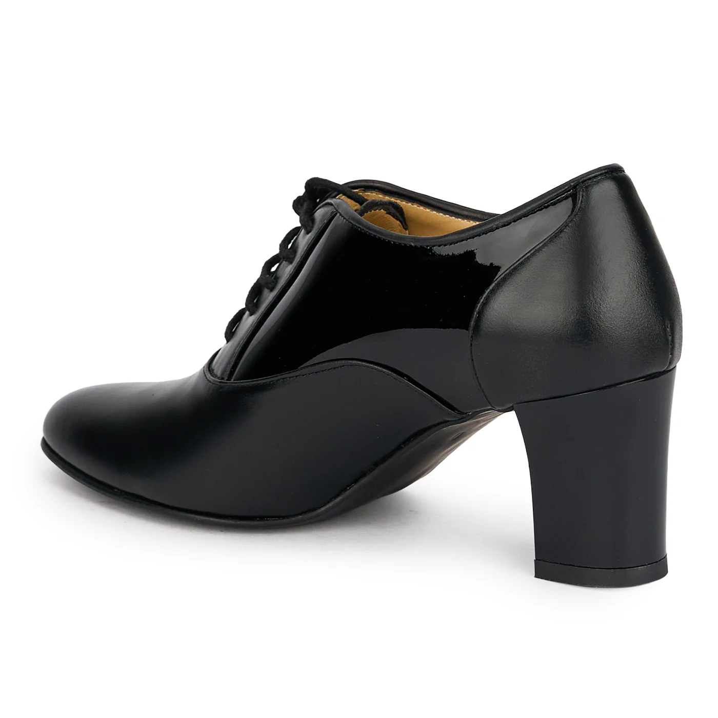 Botine dama din piele naturala neagra cu toc gros 6.5 cm 18903 - Image 2