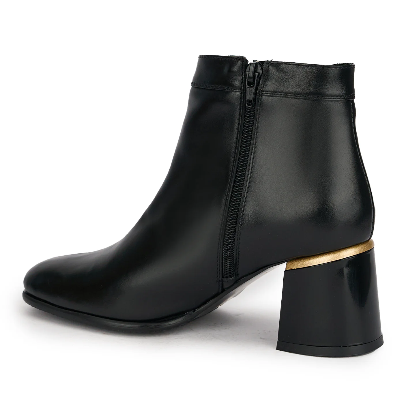 Botine dama din piele naturala neagra cu toc gros 6.5 cm 18916 - Image 2