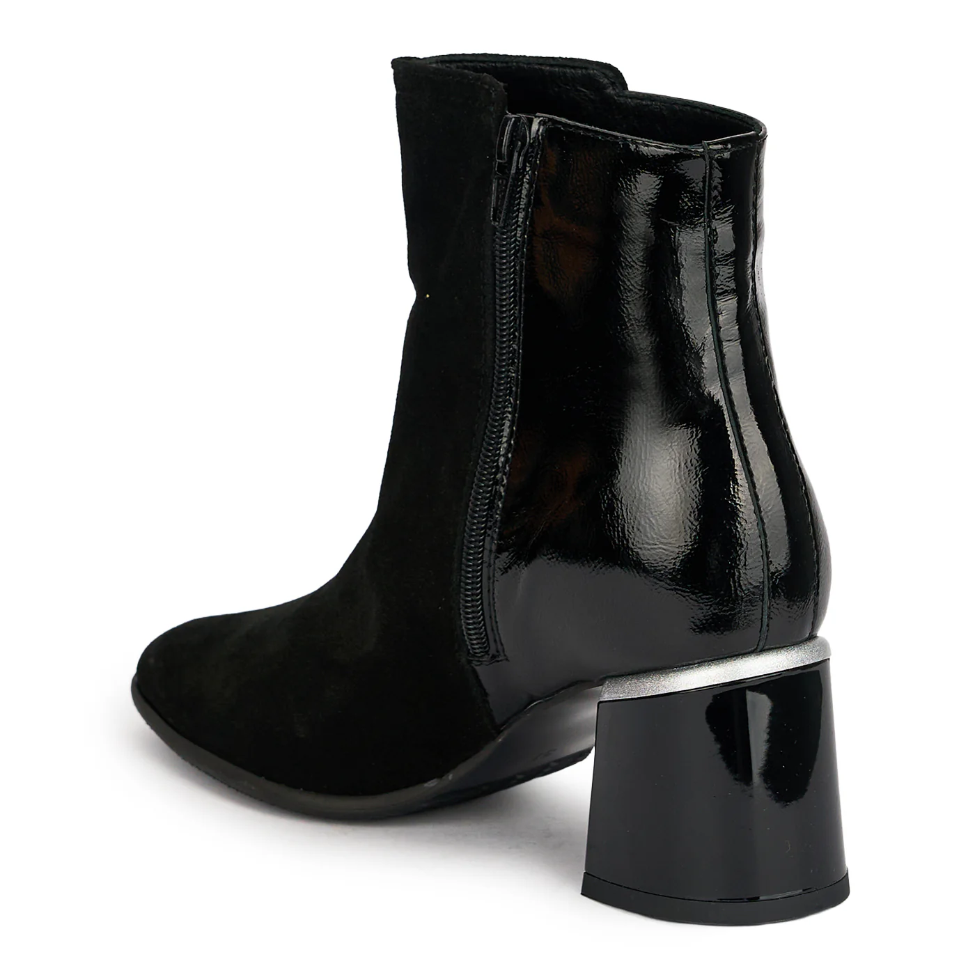 Botine dama din piele naturala neagra cu toc gros 6.5 cm 18918 - Image 2