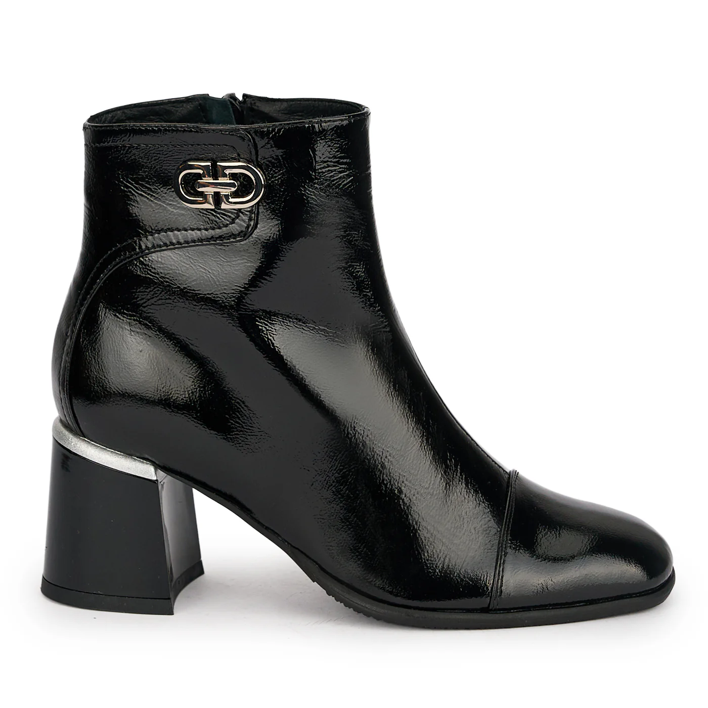 Botine dama din piele naturala neagra cu toc gros 6.5 cm 18921