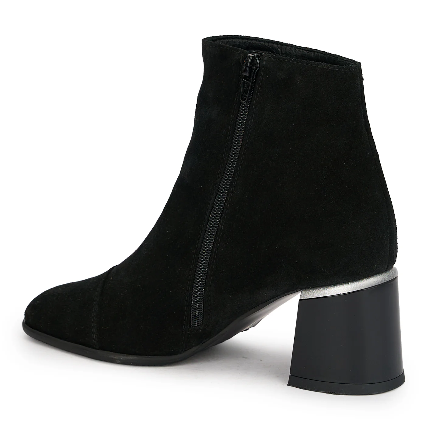 Botine dama din piele naturala neagra cu toc gros 6.5 cm 18922 - Image 2