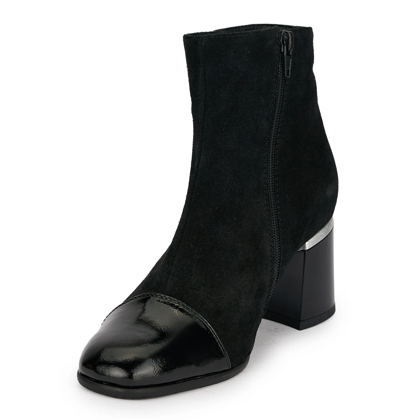 Botine dama din piele naturala neagra cu toc gros 6.5 cm 18923 - Image 3