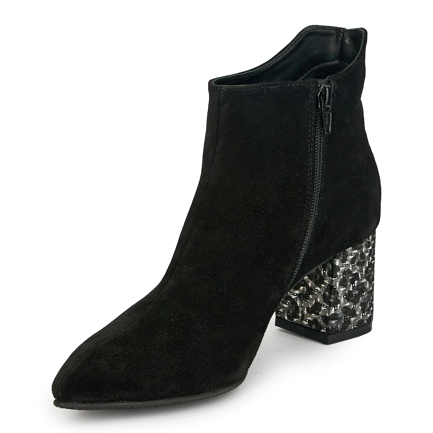 Botine dama din piele naturala neagra cu toc gros 6.5 cm 19311 - Image 3