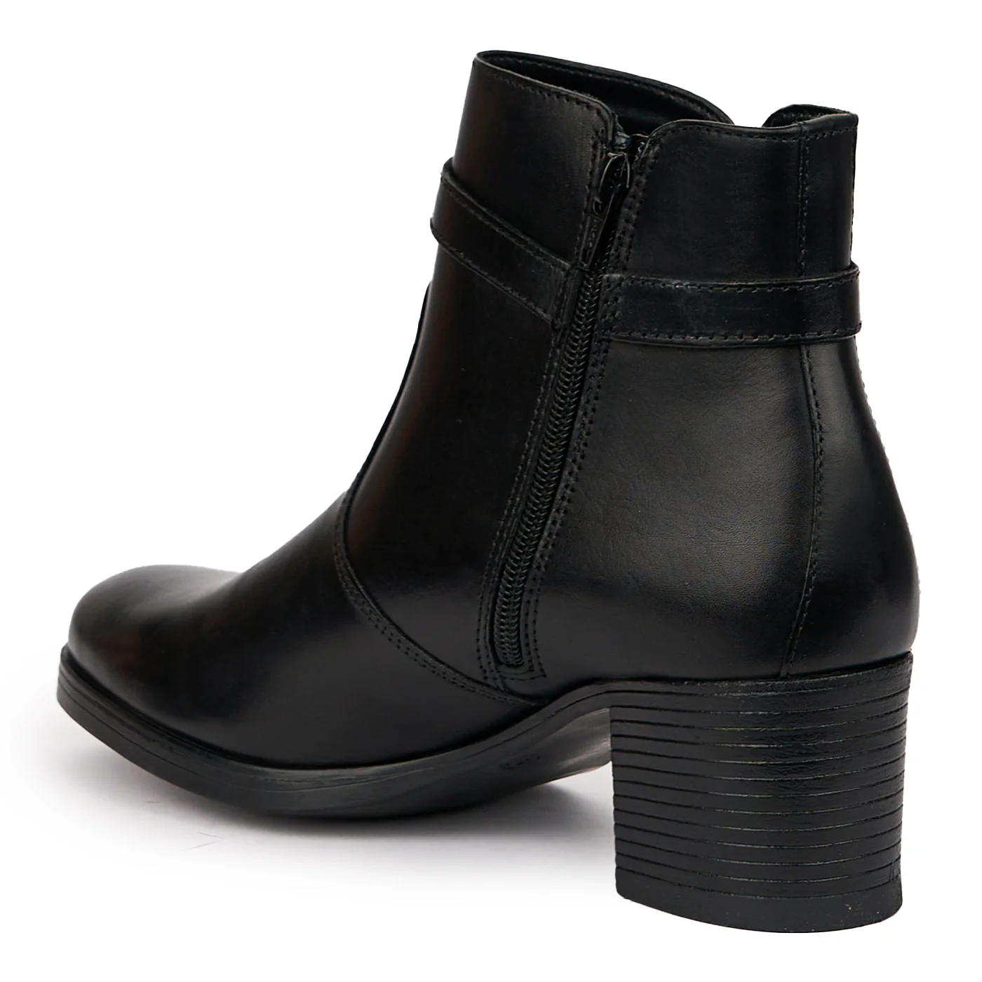 Botine dama din piele naturala neagra cu toc gros 6 cm 14245 - Image 2