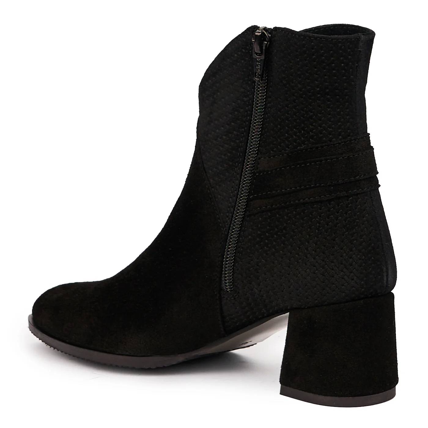 Botine dama din piele naturala neagra cu toc gros 6 cm 14262 - Image 2