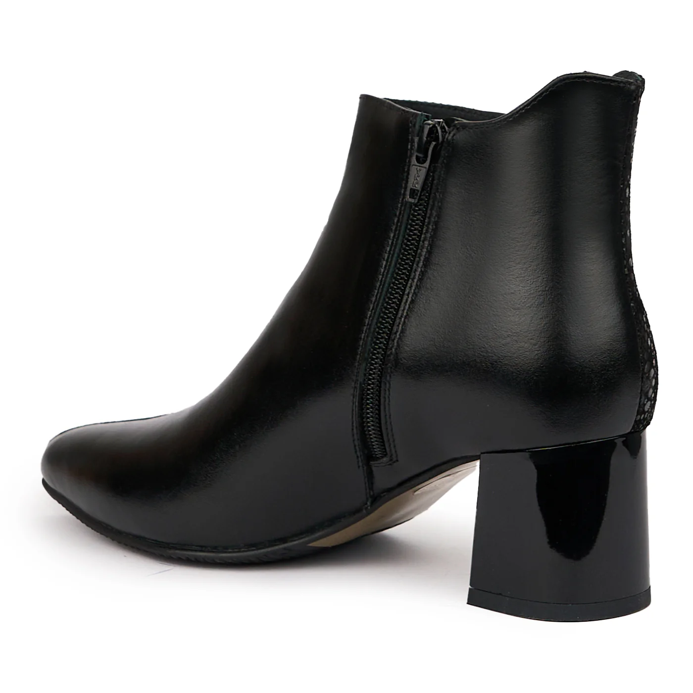 Botine dama din piele naturala neagra cu toc gros 6 cm 14315 - Image 2