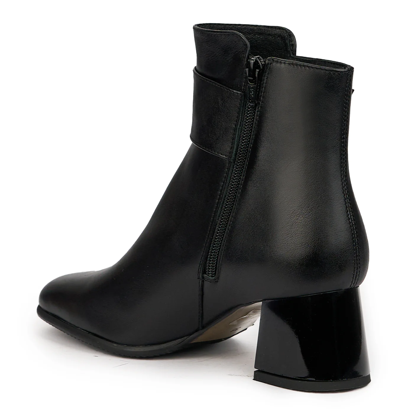 Botine dama din piele naturala neagra cu toc gros 6 cm 14550 - Image 2