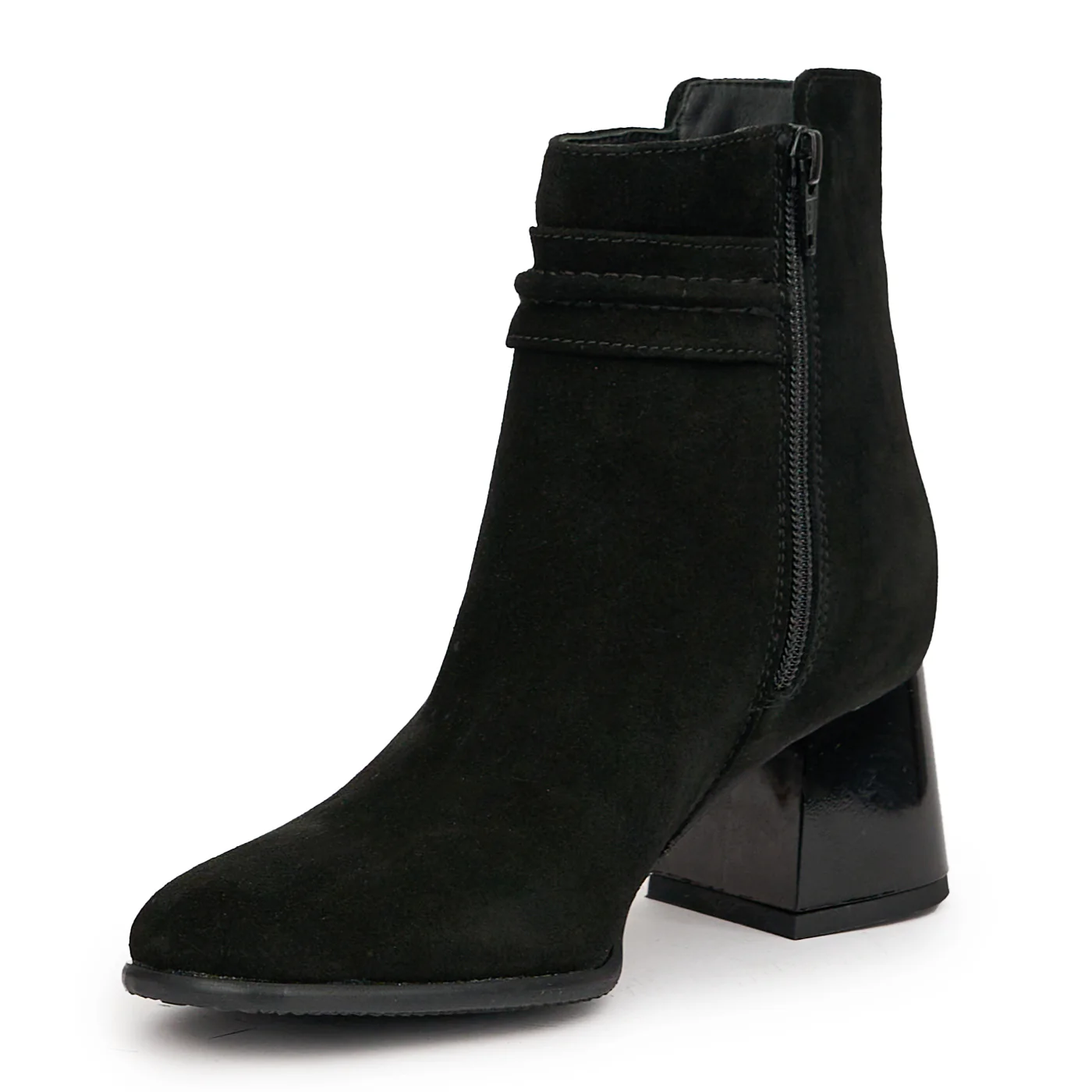 Botine dama din piele naturala neagra cu toc gros 6 cm 14551 - Image 3