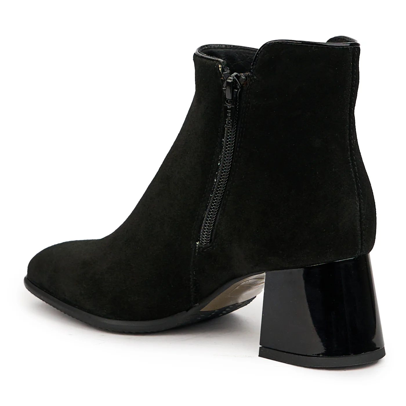Botine dama din piele naturala neagra cu toc gros 6 cm 14553 - Image 2