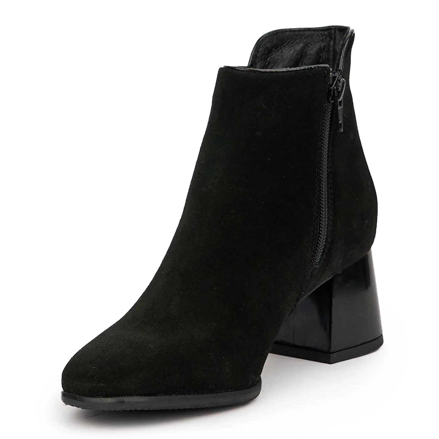 Botine dama din piele naturala neagra cu toc gros 6 cm 14553 - Image 3
