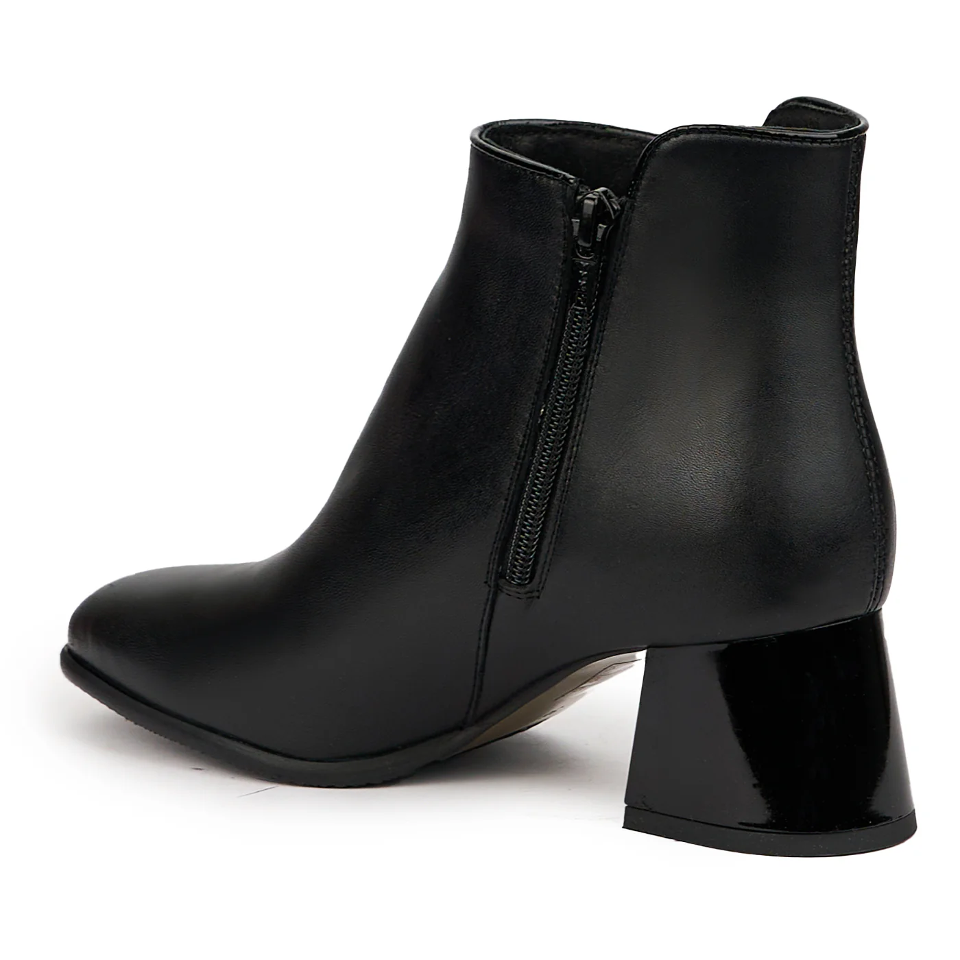 Botine dama din piele naturala neagra cu toc gros 6 cm 14604 - Image 2