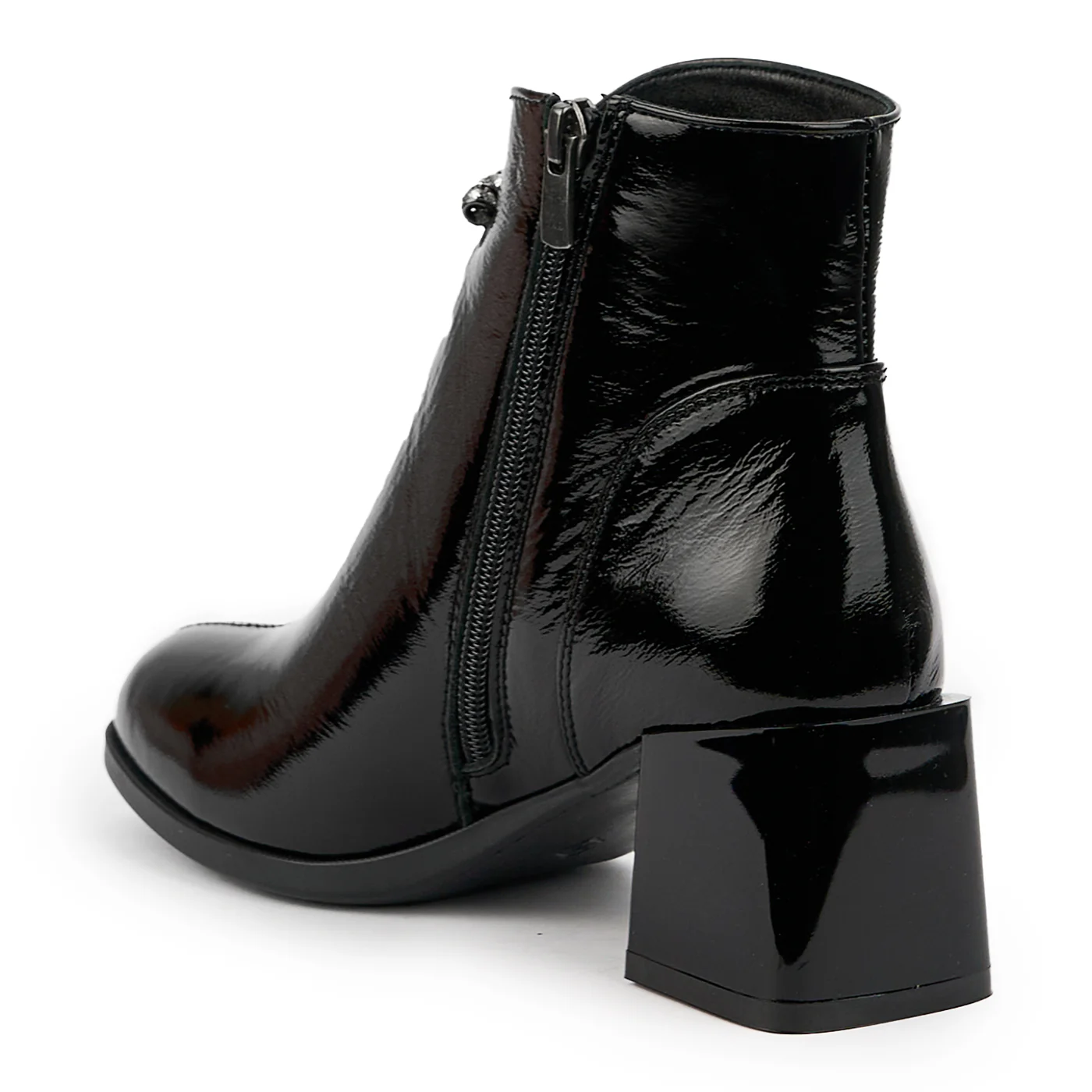 Botine dama din piele naturala neagra cu toc gros 6 cm 14699 - Image 2