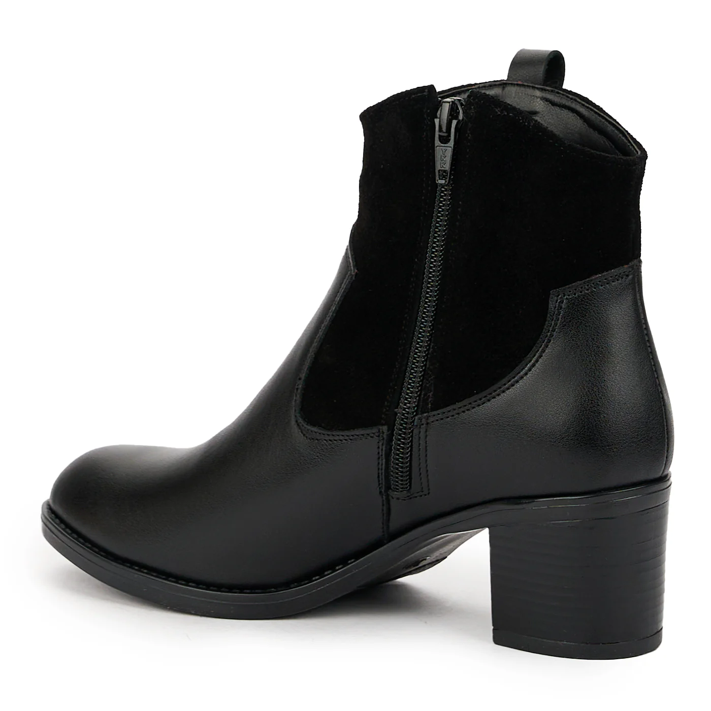 Botine dama din piele naturala neagra cu toc gros 6 cm 14849 - Image 2