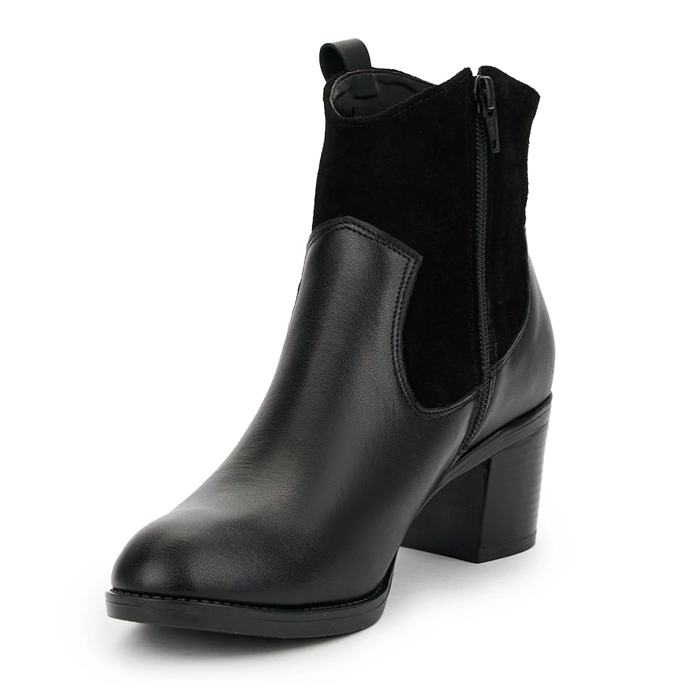 Botine dama din piele naturala neagra cu toc gros 6 cm 14849 - Image 3