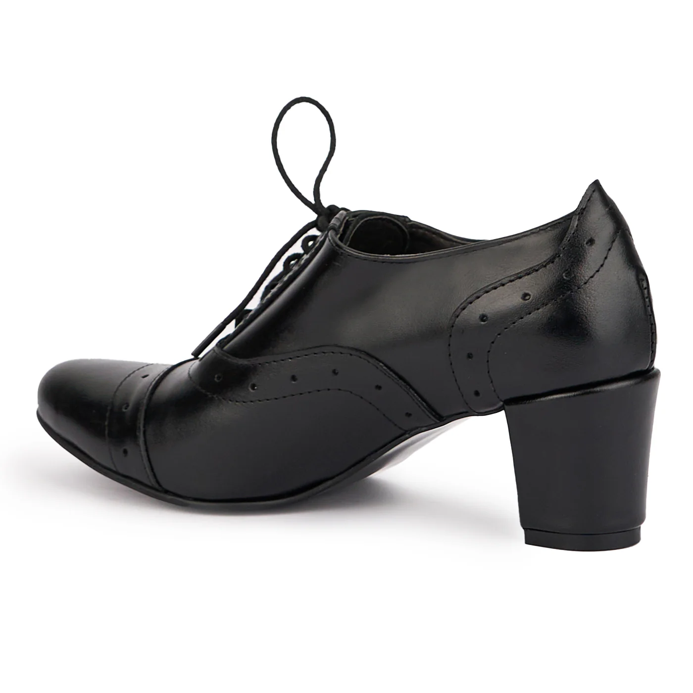 Botine dama din piele naturala neagra cu toc gros 6 cm 16818 - Image 2