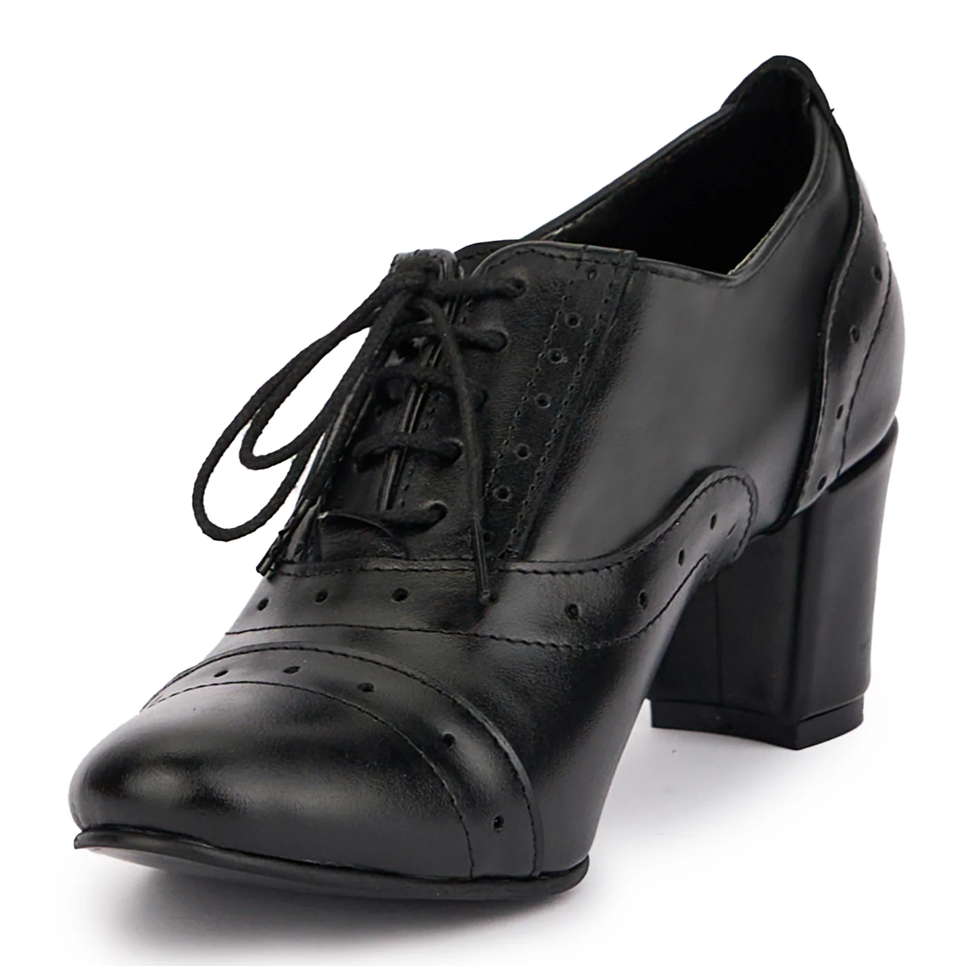 Botine dama din piele naturala neagra cu toc gros 6 cm 16818 - Image 3