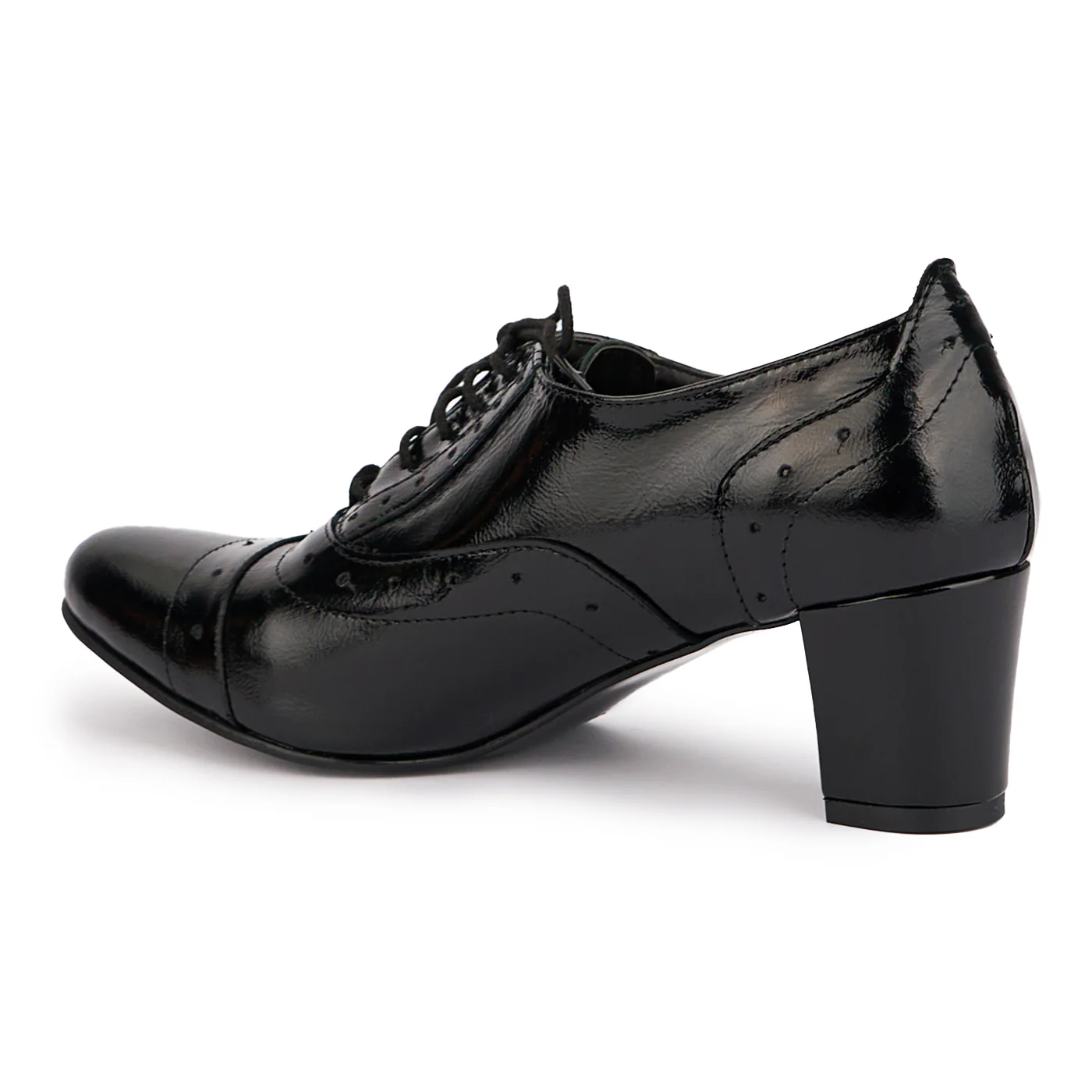 Botine dama din piele naturala neagra cu toc gros 6 cm 16850 - Image 2