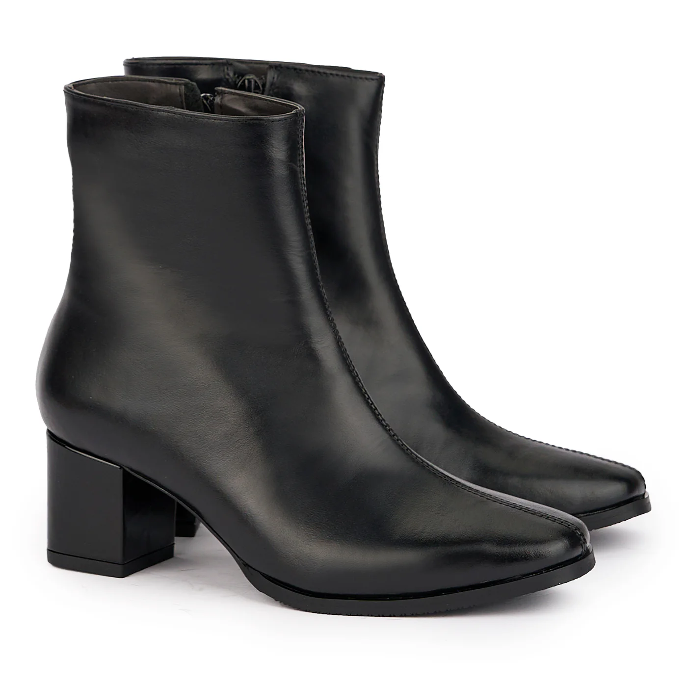 Botine dama din piele naturala neagra cu toc gros 6 cm 16891 - Image 4
