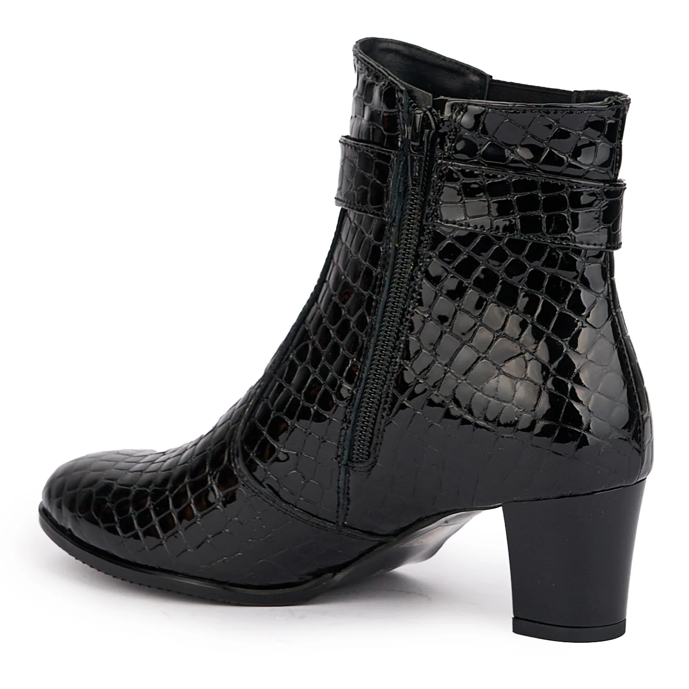 Botine dama din piele naturala neagra cu toc gros 6 cm 16893 - Image 2