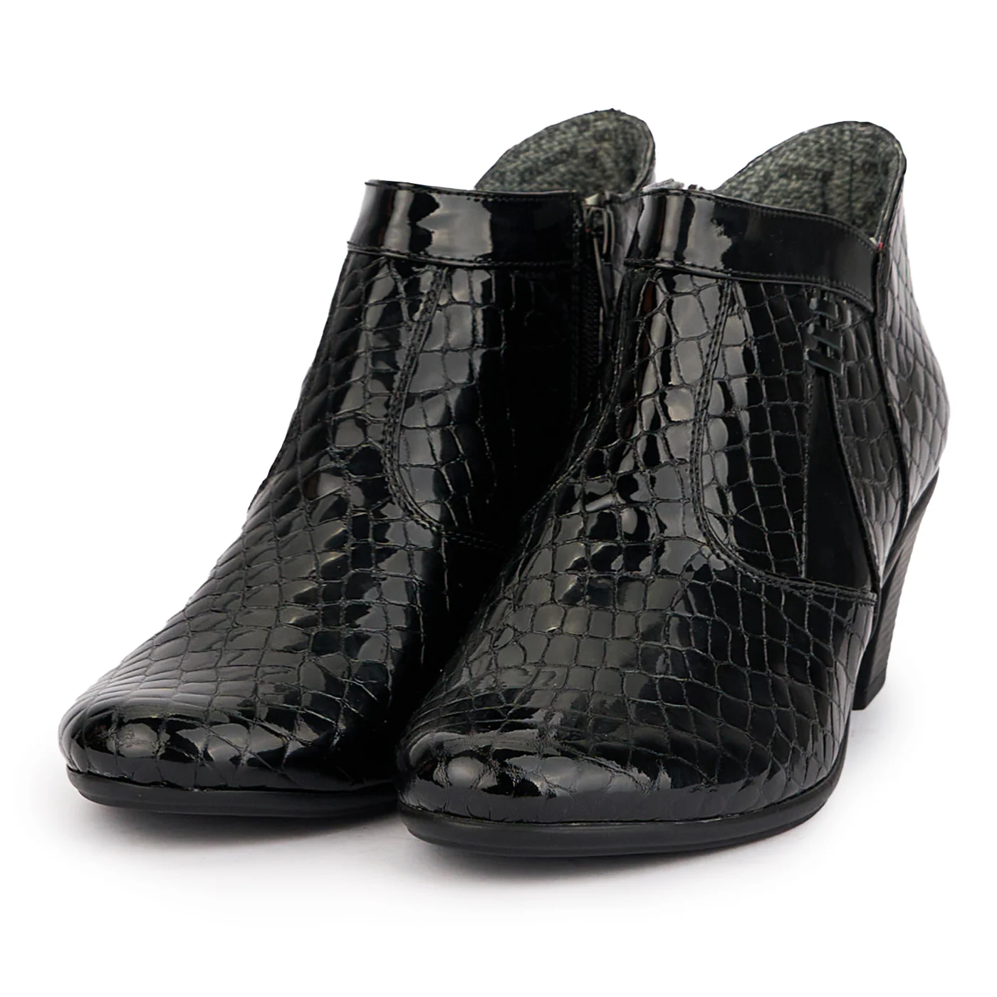 Botine dama din piele naturala neagra cu toc gros 6 cm 16988 - Image 3