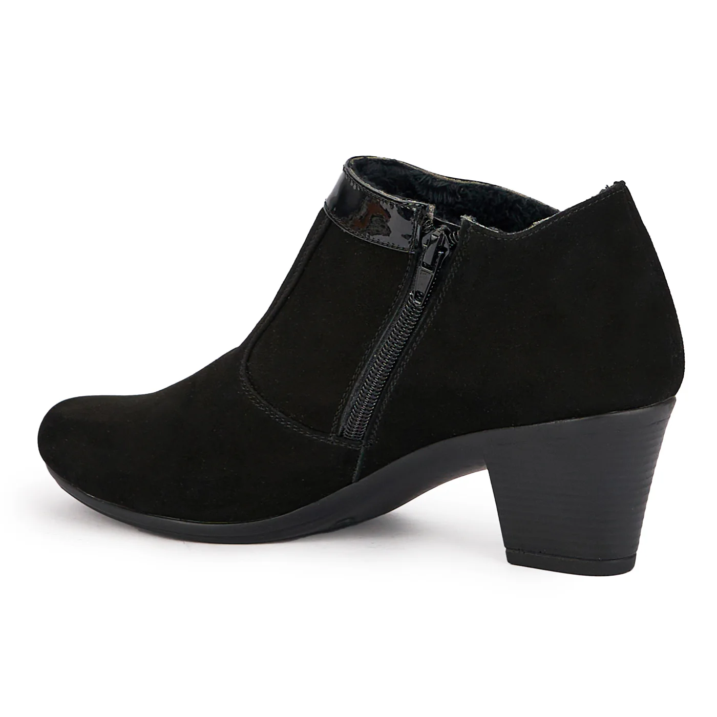 Botine dama din piele naturala neagra cu toc gros 6 cm 17052 - Image 2