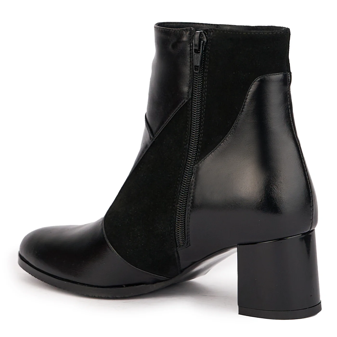 Botine dama din piele naturala neagra cu toc gros 6 cm 17078 - Image 2