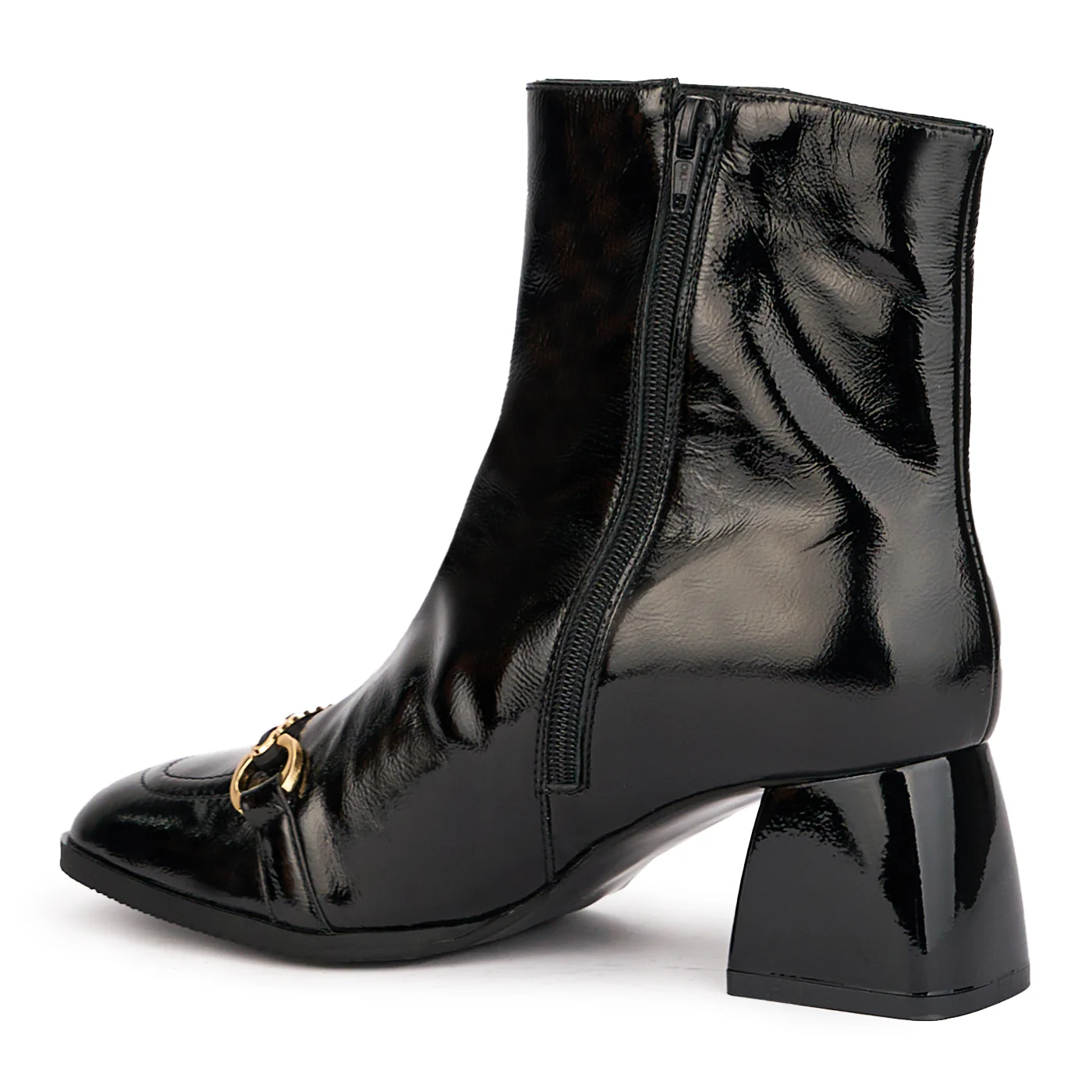 Botine dama din piele naturala neagra cu toc gros 6 cm 17089 - Image 2