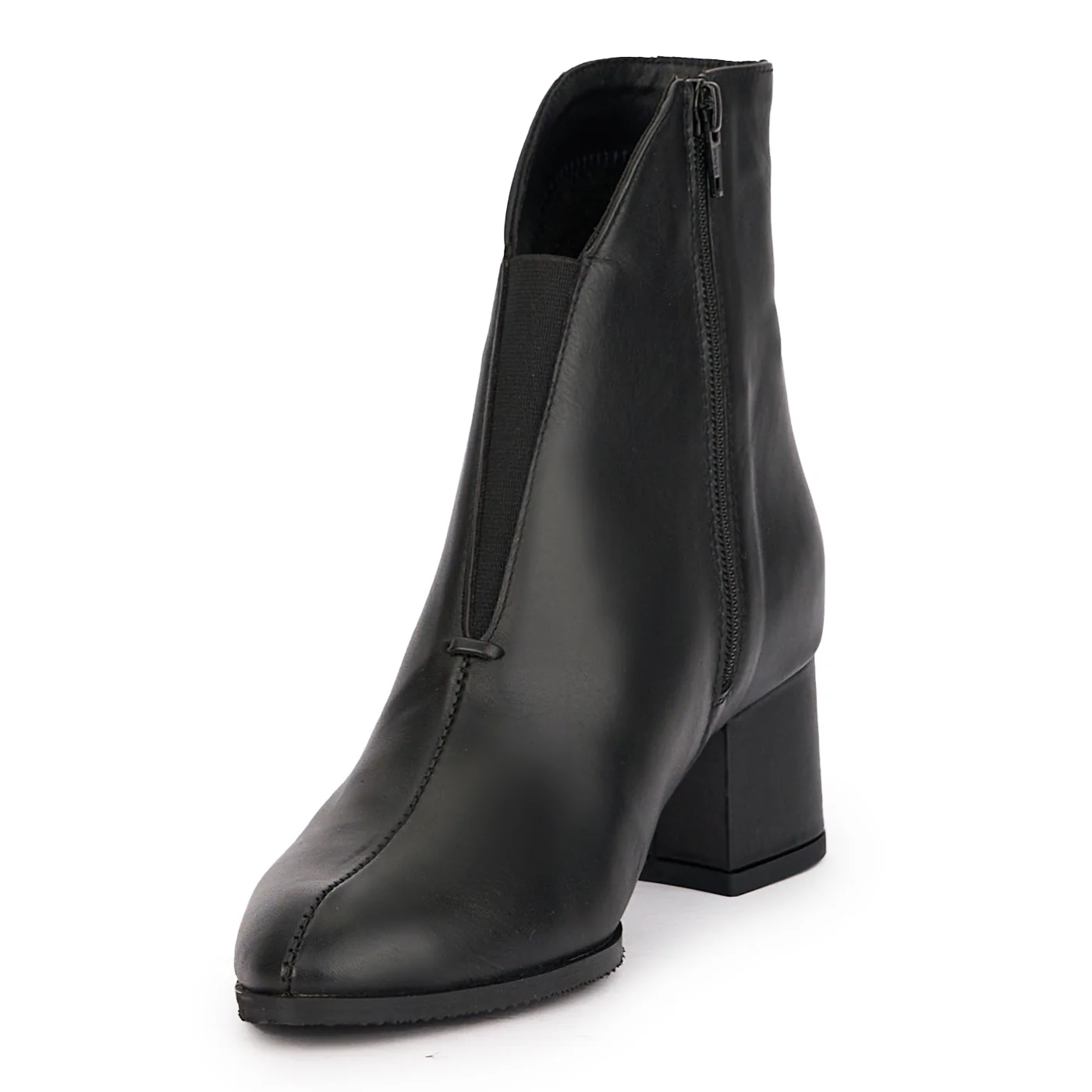 Botine dama din piele naturala neagra cu toc gros 6 cm 17124 - Image 3