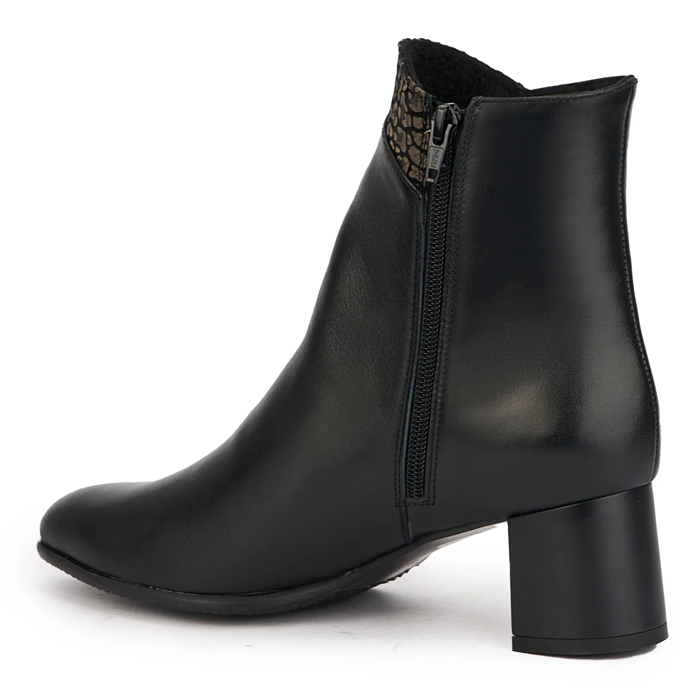 Botine dama din piele naturala neagra cu toc gros 6 cm 17175 - Image 2