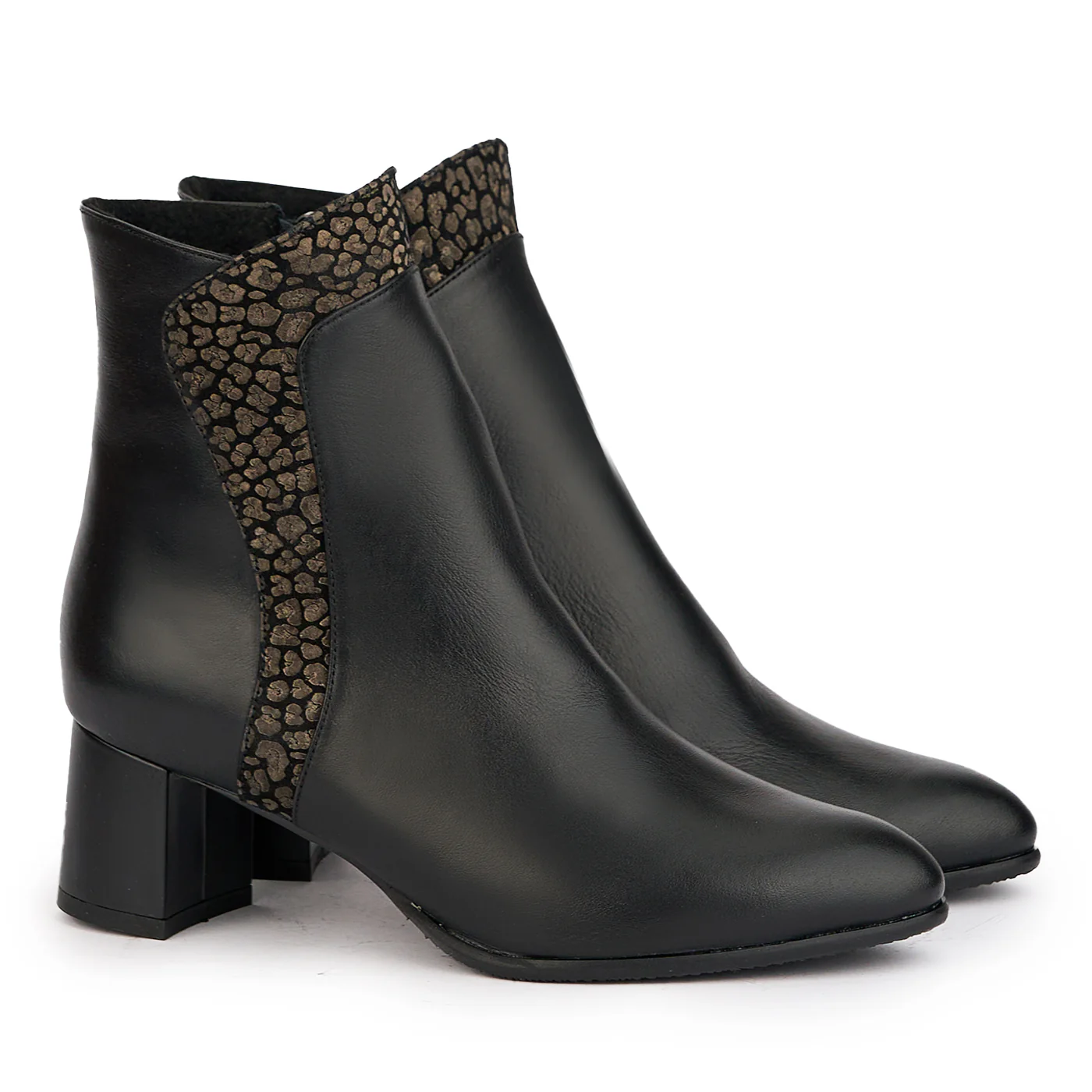 Botine dama din piele naturala neagra cu toc gros 6 cm 17175 - Image 4