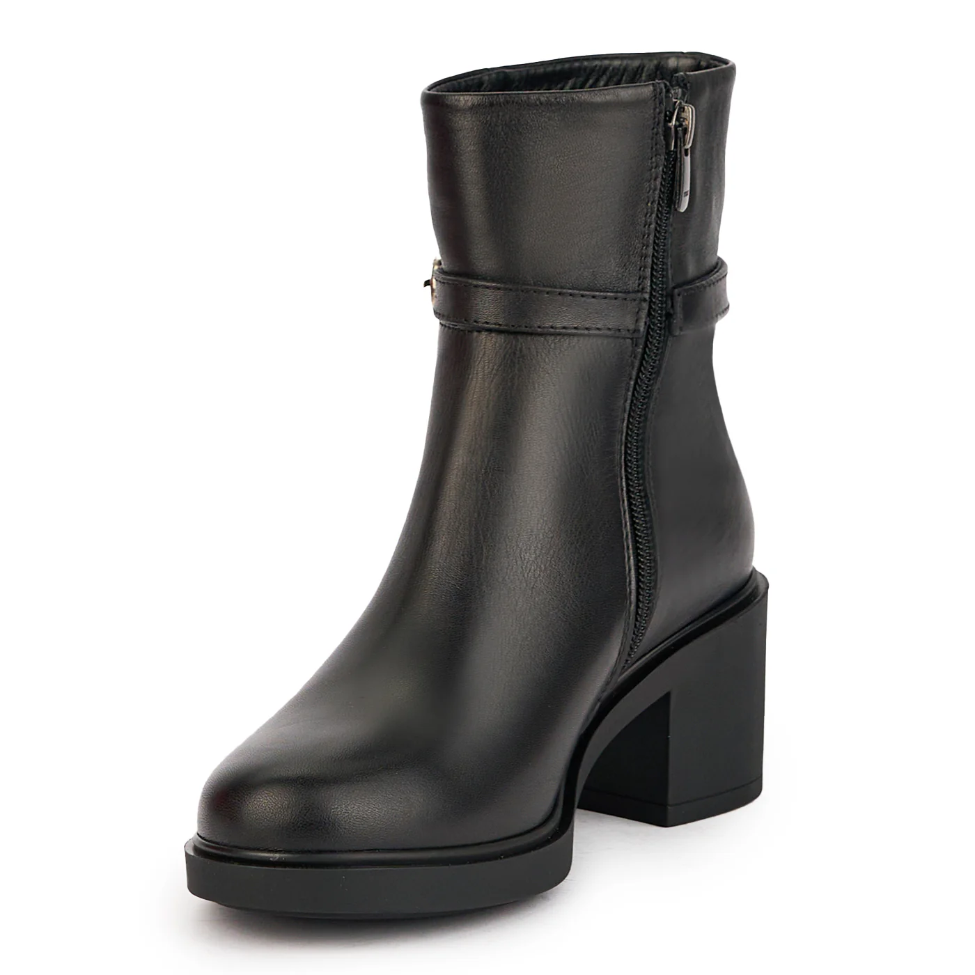 Botine dama din piele naturala neagra cu toc gros 6 cm 17292 - Image 3